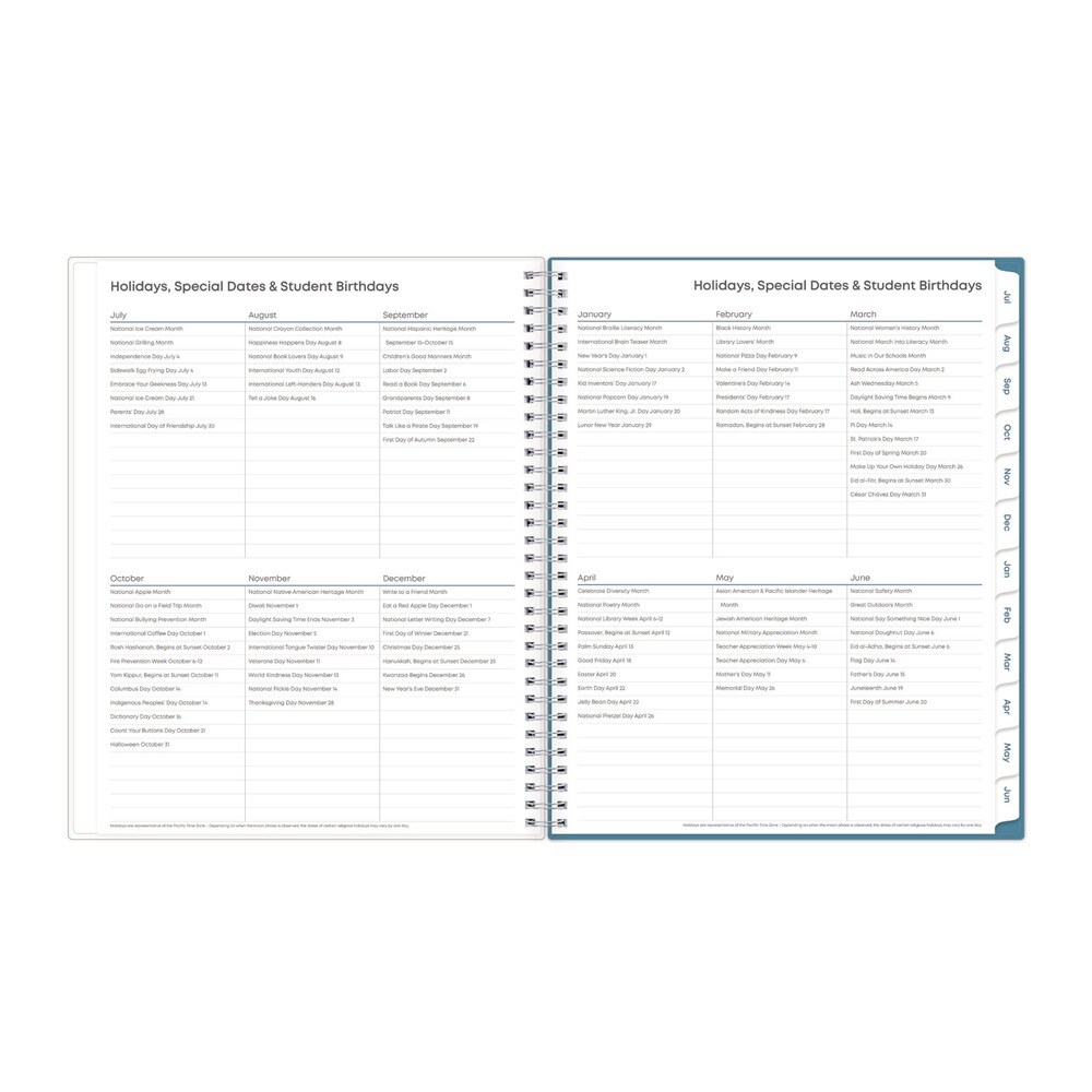 Blue Sky 11 in. x 8.5 in. 2025-2026 Teacher Dots CYO Cover Weekly/Monthly Lesson Planner - Multicolor Cover