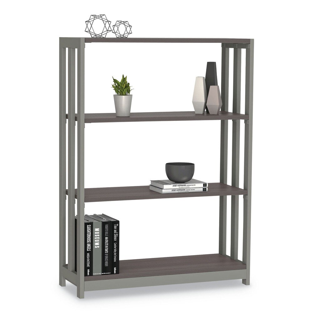 Linea Italia 31-1/2 in. x 11-5/8 in. x 43-1/4 in. Three-Shelf Trento Line Bookcase - Mocha