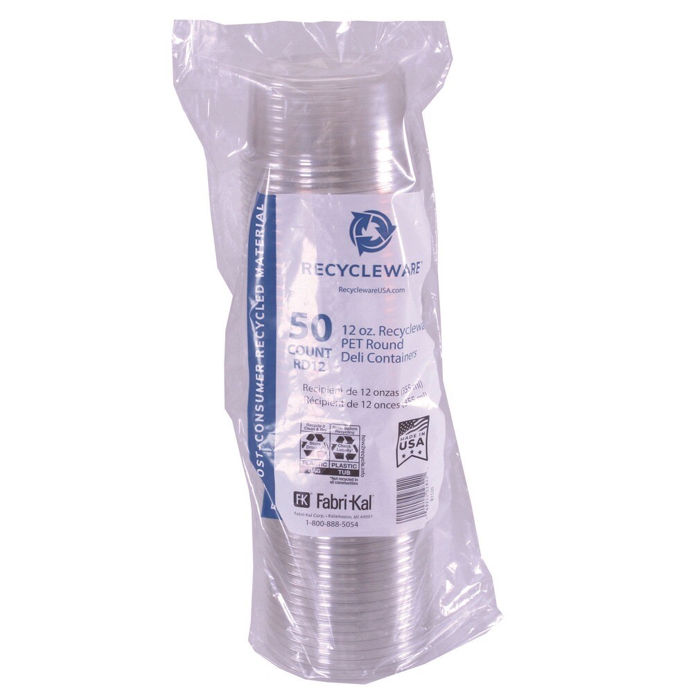 Fabri-Kal 4.6 in. Diameter x 2.3 in. 12 oz. Recycleware Round Plastic Deli Container - Clear (500/Carton)