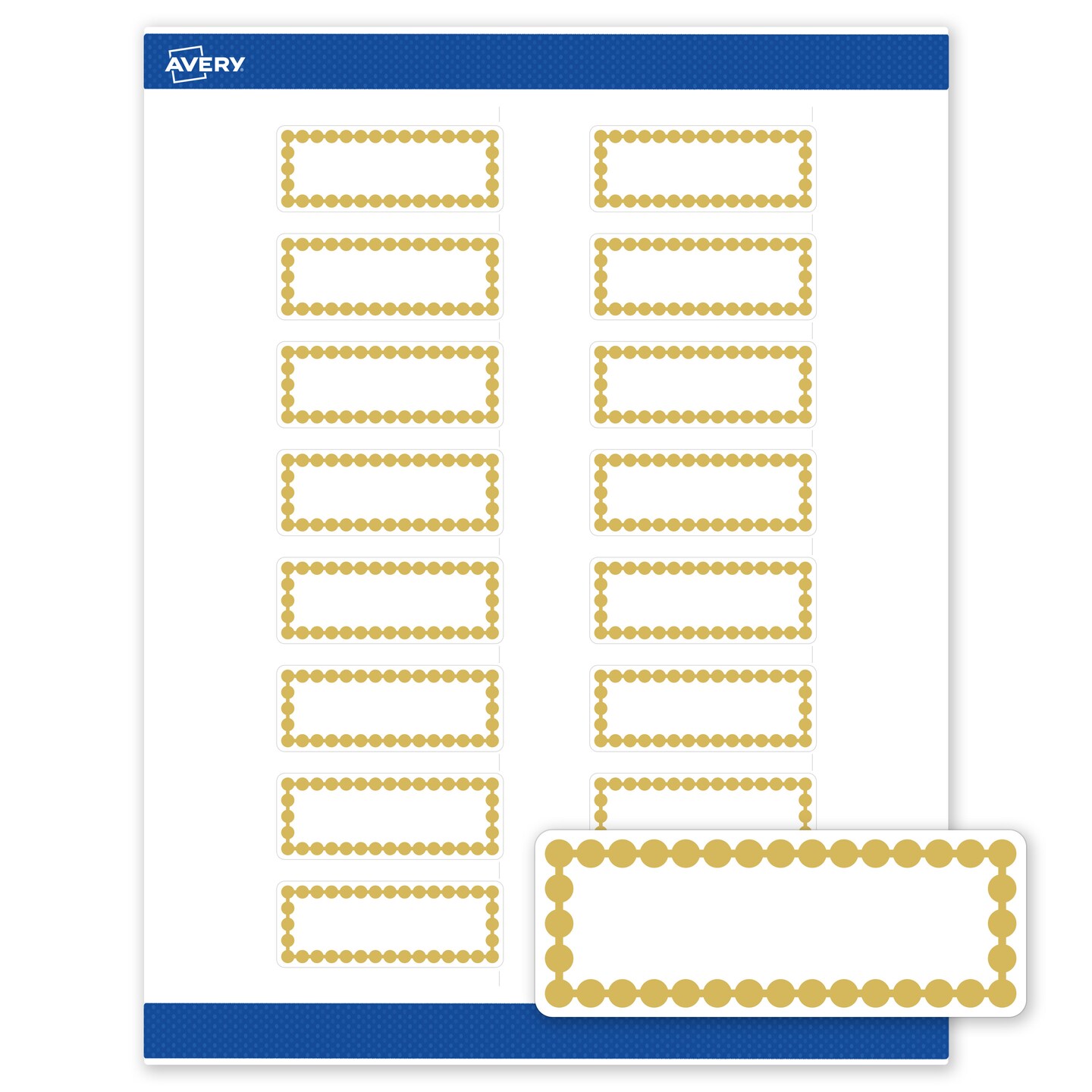 Avery® Printable Rectangle Labels with Sure Feed® Technology, Gold Beads Design, 1" x 2-5/8", Matte White Permanent Labels, Laser/Inkjet, 160 Total, Great for Address Labels