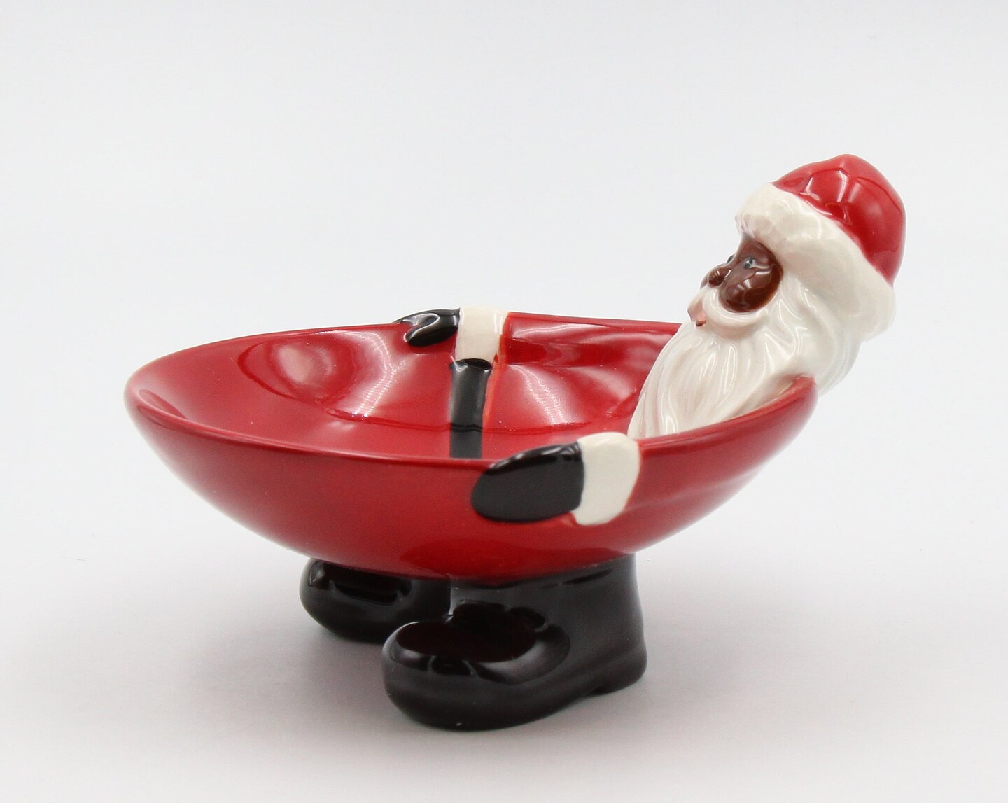 African American Santa Claus Ceramic Candy Bowl, Home D&#xE9;cor, Gift for Her, Gift for Mom, Kitchen D&#xE9;cor, Christmas D&#xE9;cor
