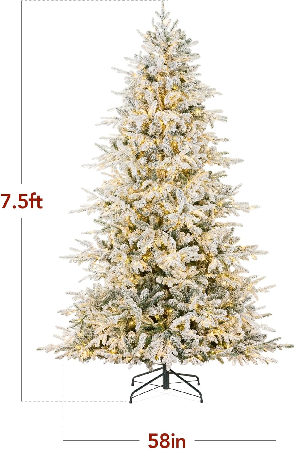 Pre Lit Aspen Noble Fir Christmas Tree, 1,500 Twinkling Micro LED Lights, 3,000 Branch Tips, Cordless Setup, Full &#x26; Realistic