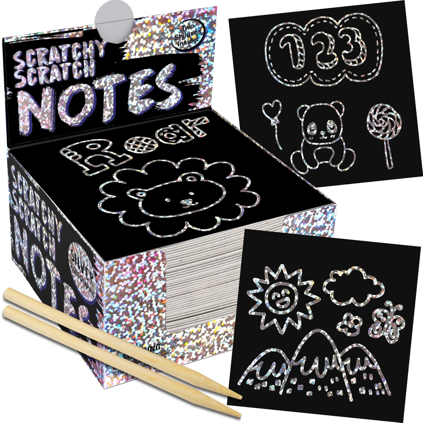 PURPLE LADYBUG Silver Holographic Scratch Art Mini Notes - Scratch Art for Kids, Summer Activities, Camping Games for Ages 4-8