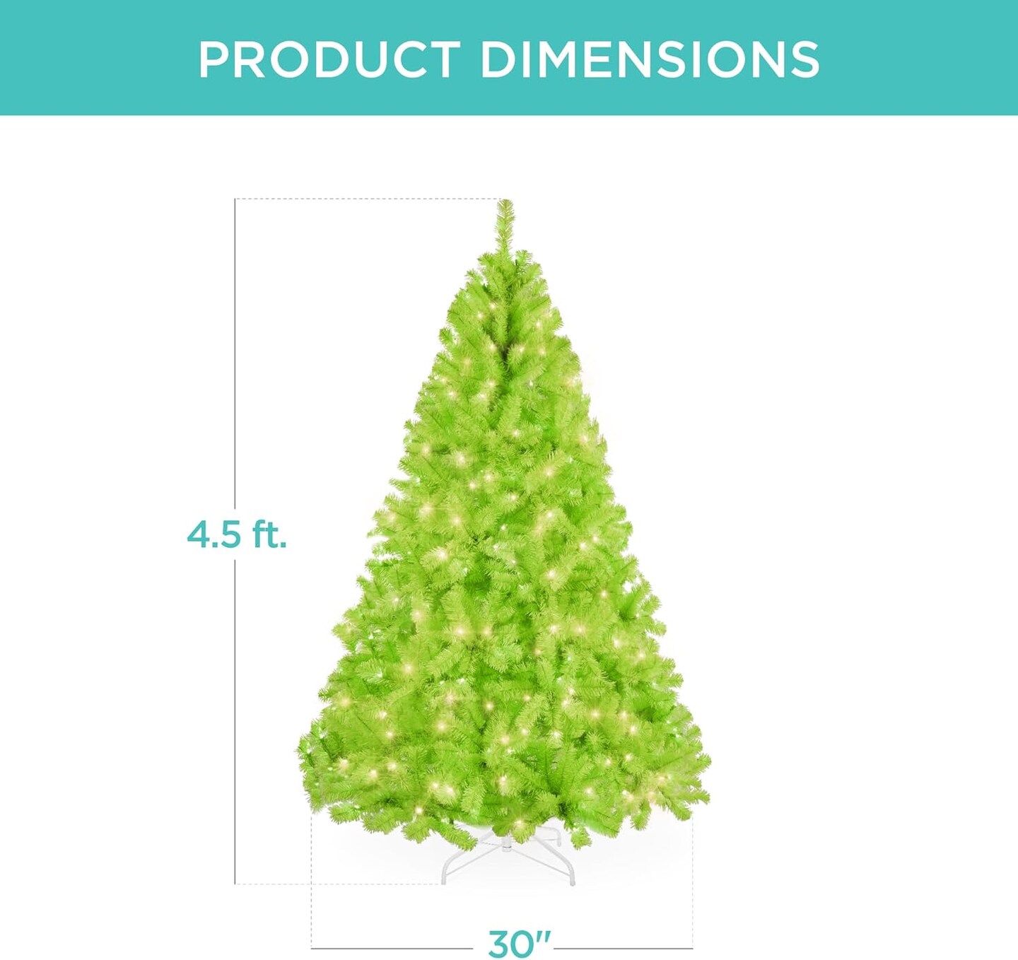 Artificial Christmas Tree Hinged Pine with 250 Lights, 1,000 Tips &#x26; Foldable Base Pre-Lit Outdoor Holiday Decor
