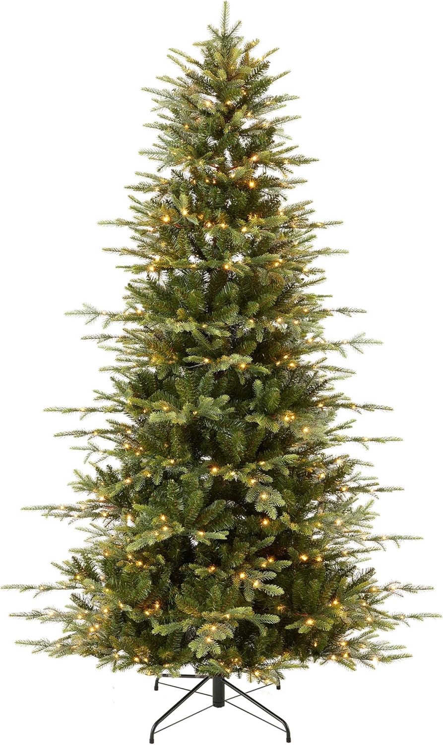Aspen Slim Christmas Tree Noble Fir with 1,350 Branch Tips, 2-in-1 Multicolor LED Lights & Cordless Connection