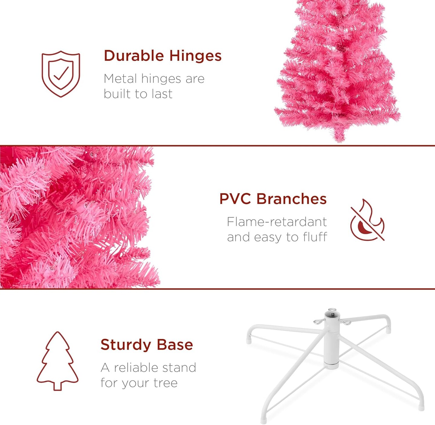 Pencil Artificial Christmas Tree with 300 2-in-1 White &#x26; Multicolor LED Lights &#x26; Sturdy Metal Base