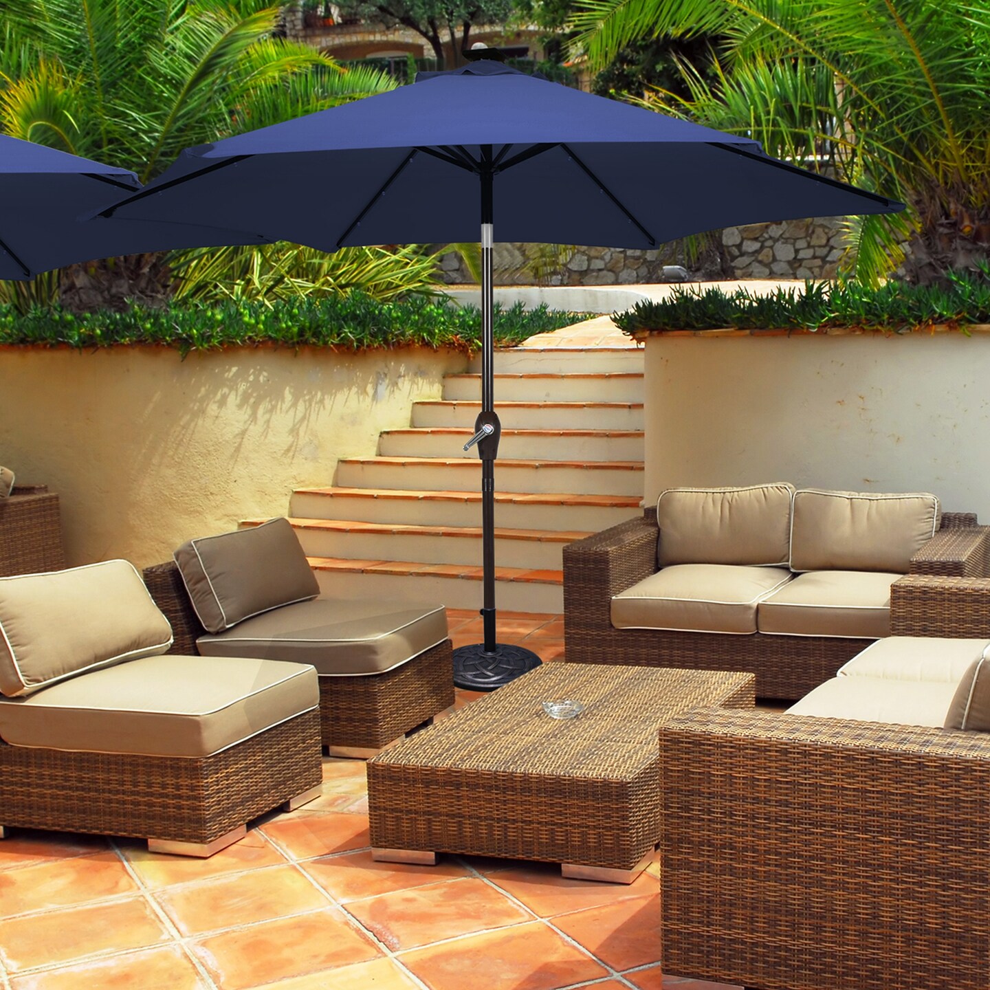 blue and tan patio umbrella White Panel with Base Youll have it made in the shade with our tan 7.5ft Costway 15' Market Outdoor Umbrella