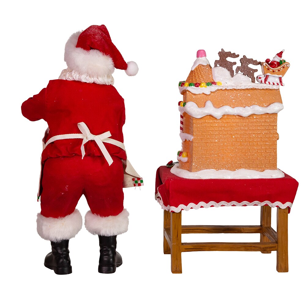 10.5&#x22; Fabrich&#xE9;&#x2122; Battery-Operated Santa With Gingerbread Houses, 2-Piece Set