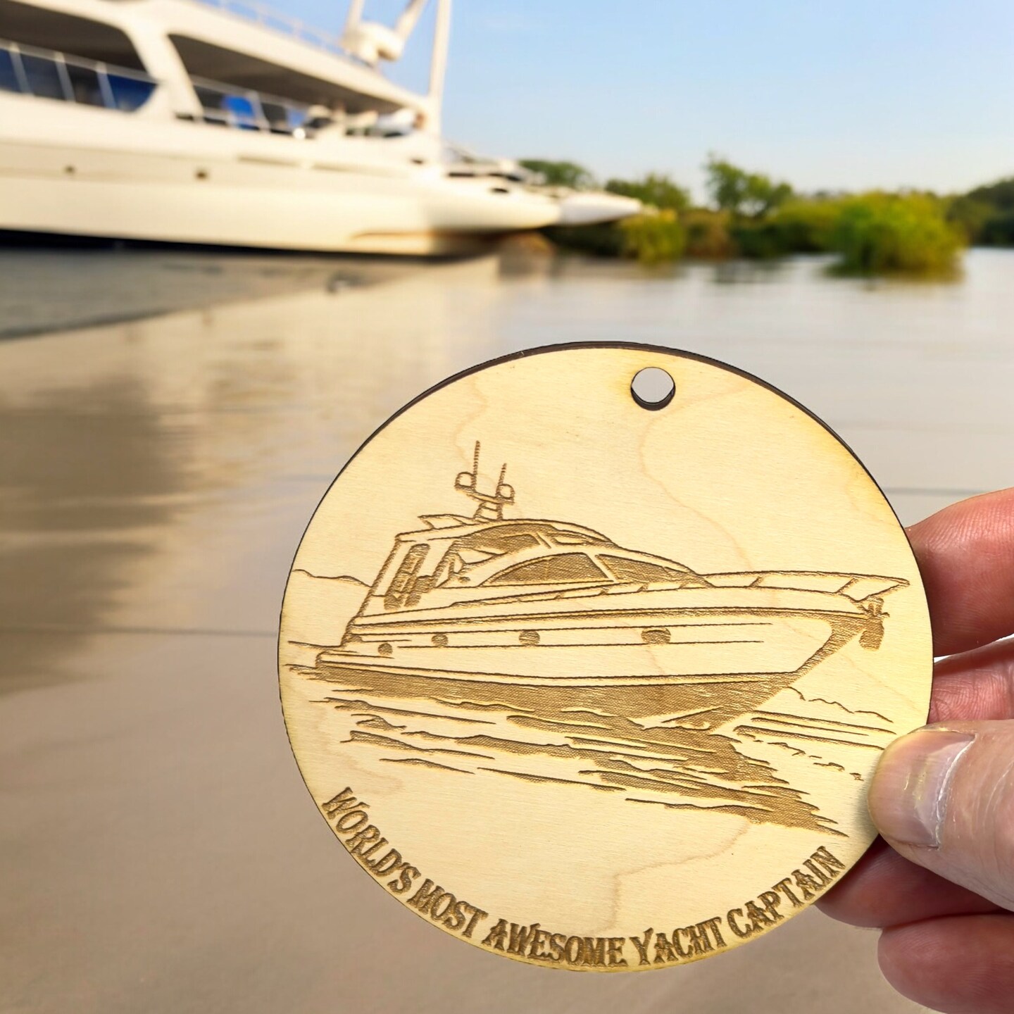 Ornament - World&#x27;s Most Awesome Yacht Captain Raw Wood