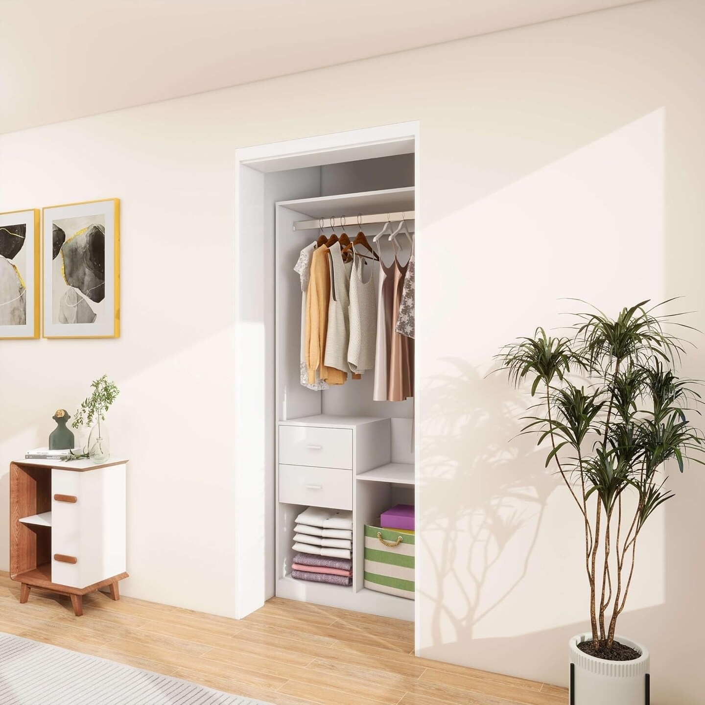 Livelylodge Closet Organizer System With Closet Drawers Clothes Organizer With Closet Shelves Wall Mounted Wardrobe