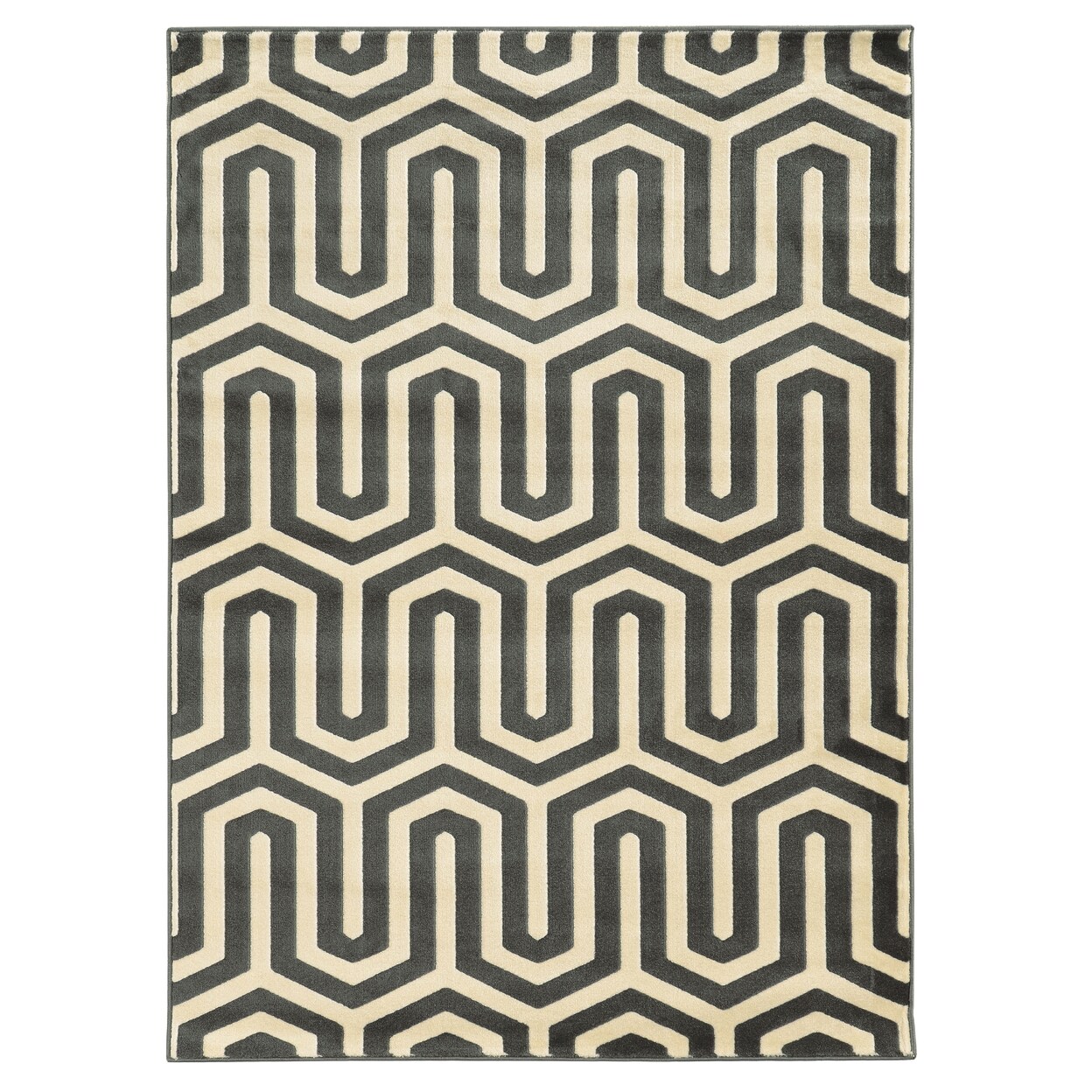 Roma Tangent Charcoal Area Rug 5X7 Modern Geometric Pattern Neutral Colors