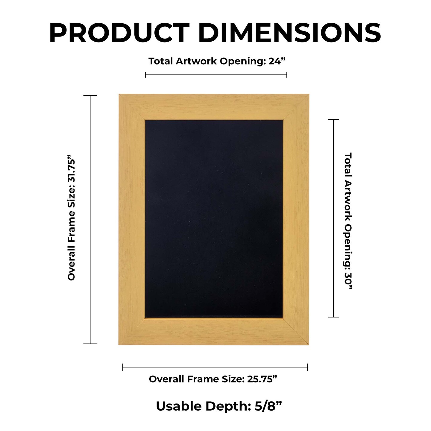 Classic Natural Wood Shadow Box Frame with Acrylic Front - Black Suede Backing, 30 Sizes