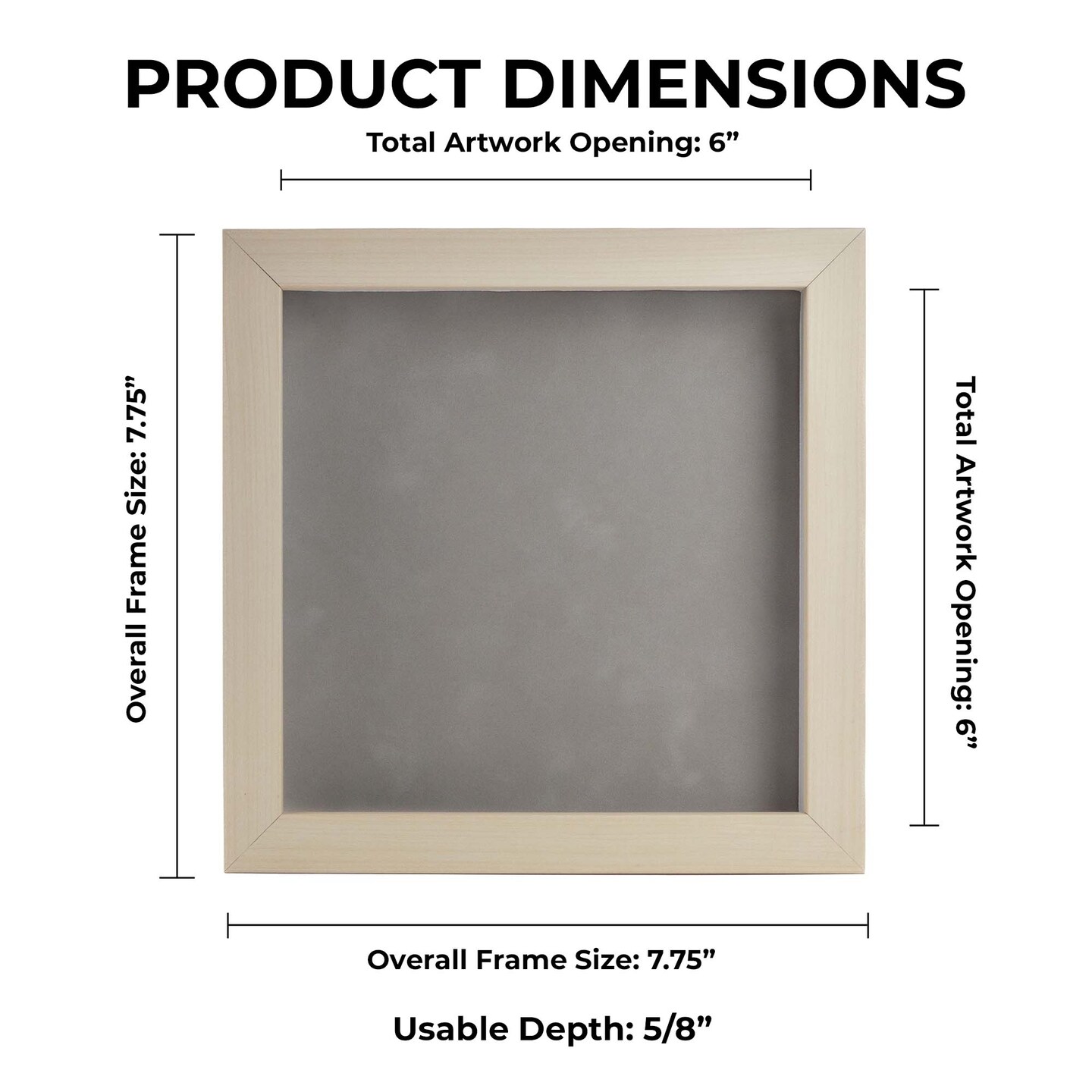 Natural Whitewash Wood Shadow Box Frame with Acrylic Front - Light Brown Suede Backing, 30 Sizes