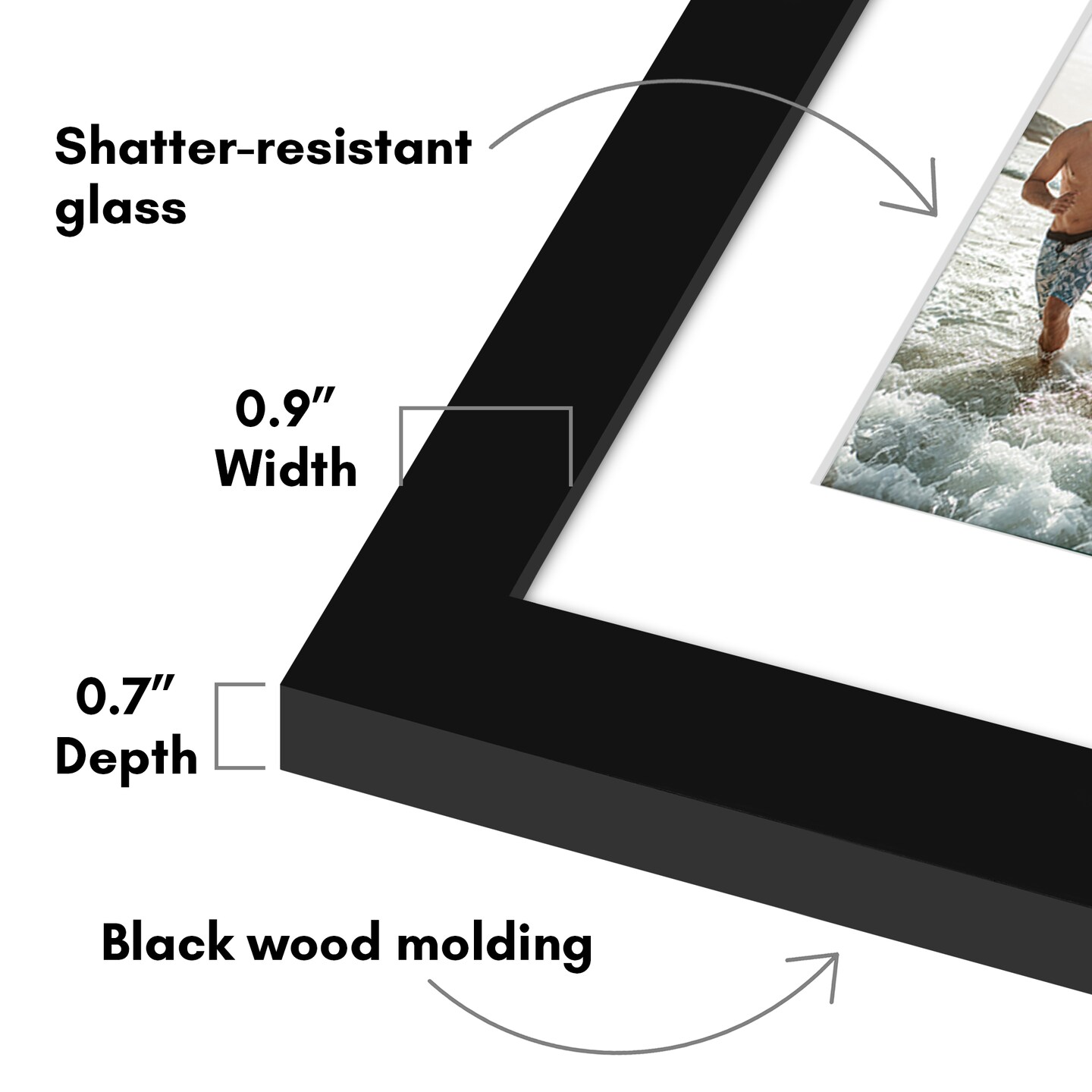 Americanflat 5.5x14 Collage Picture Frame - Fits Three 3x3 Photos or One 5.5x14 Photo