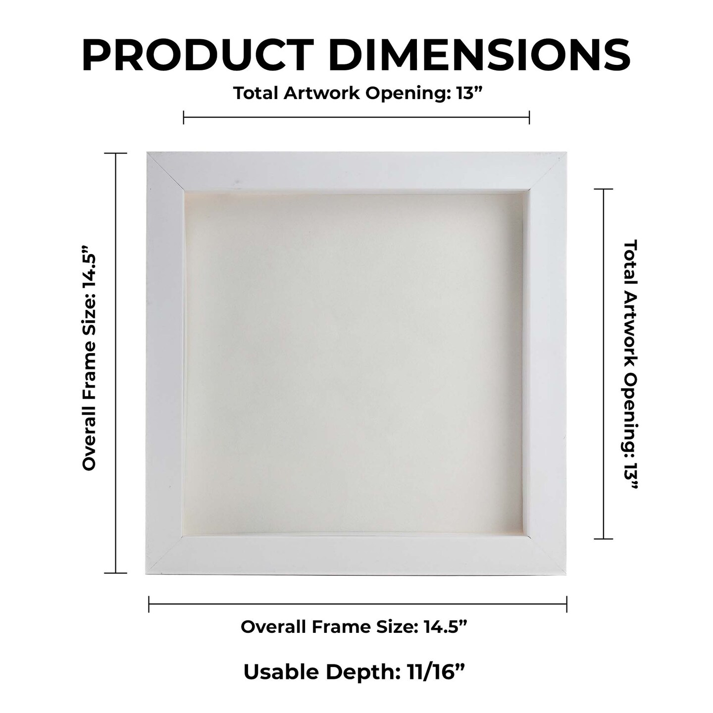 Classic White Wood Shadown Box Frame with Acrylic Front - White Suede Backing, 30 Sizes