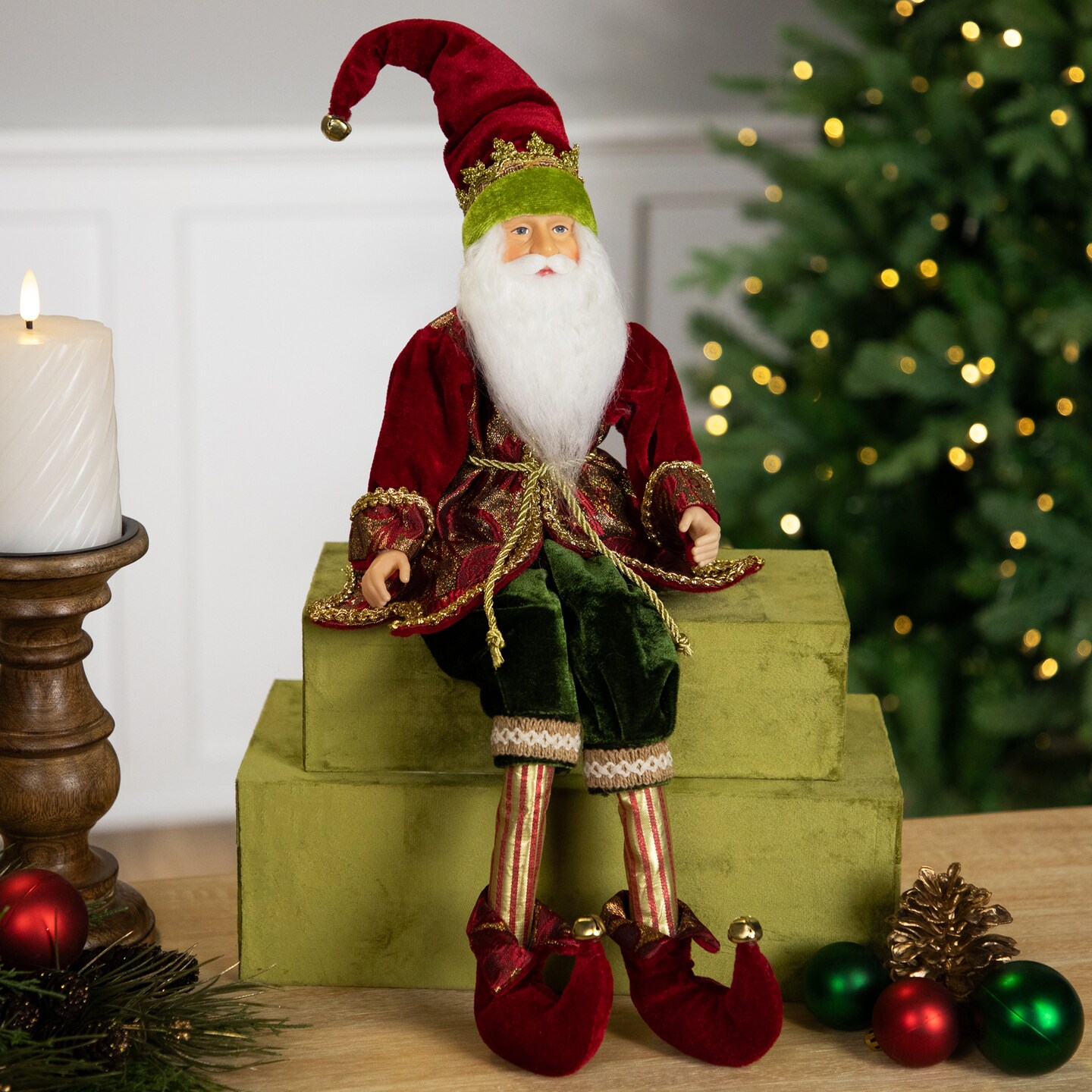 Northlight Elf Christmas Figure with Bendable Legs - 18" - Red and Green