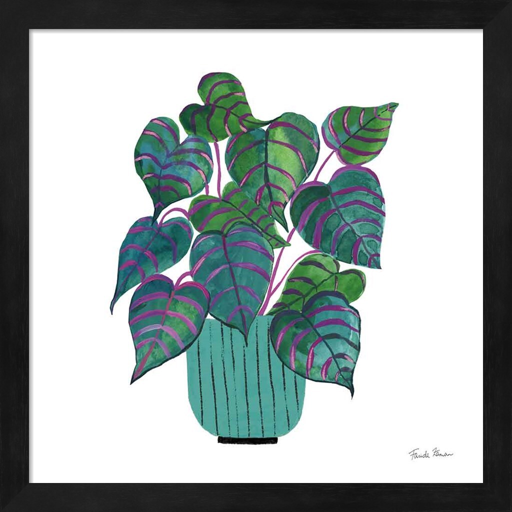 Potted Jewels I Aqua by Farida Zaman 13" x 13" Framed Wall Art