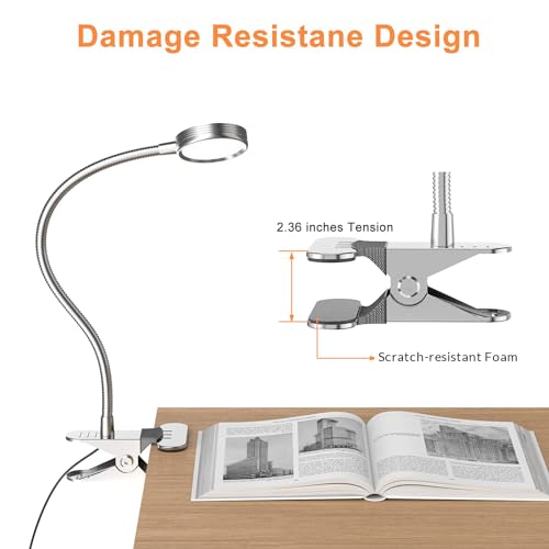 Clip on Light/Reading Light/Book Light Color Changeable/Night Light Clip on for Desk, Bed Headboard and Computers (Silver)