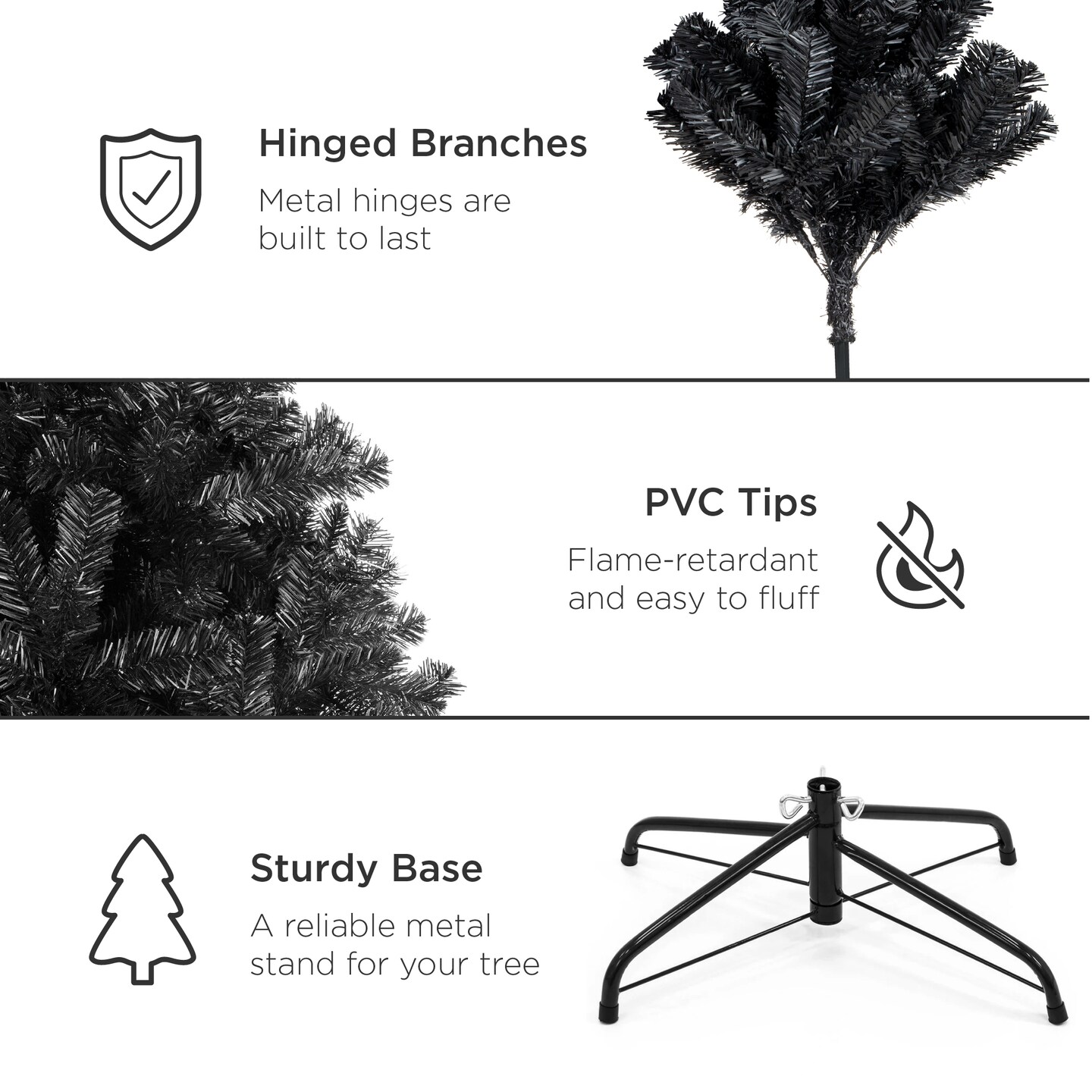 Best Choice Products Artificial Full Black Christmas Tree Holiday Decoration