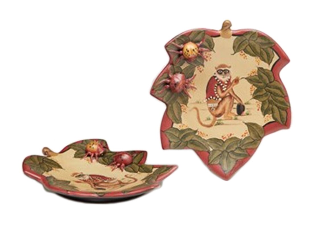 Pair of 9 Inch Diameter Monkey Decorative Plates