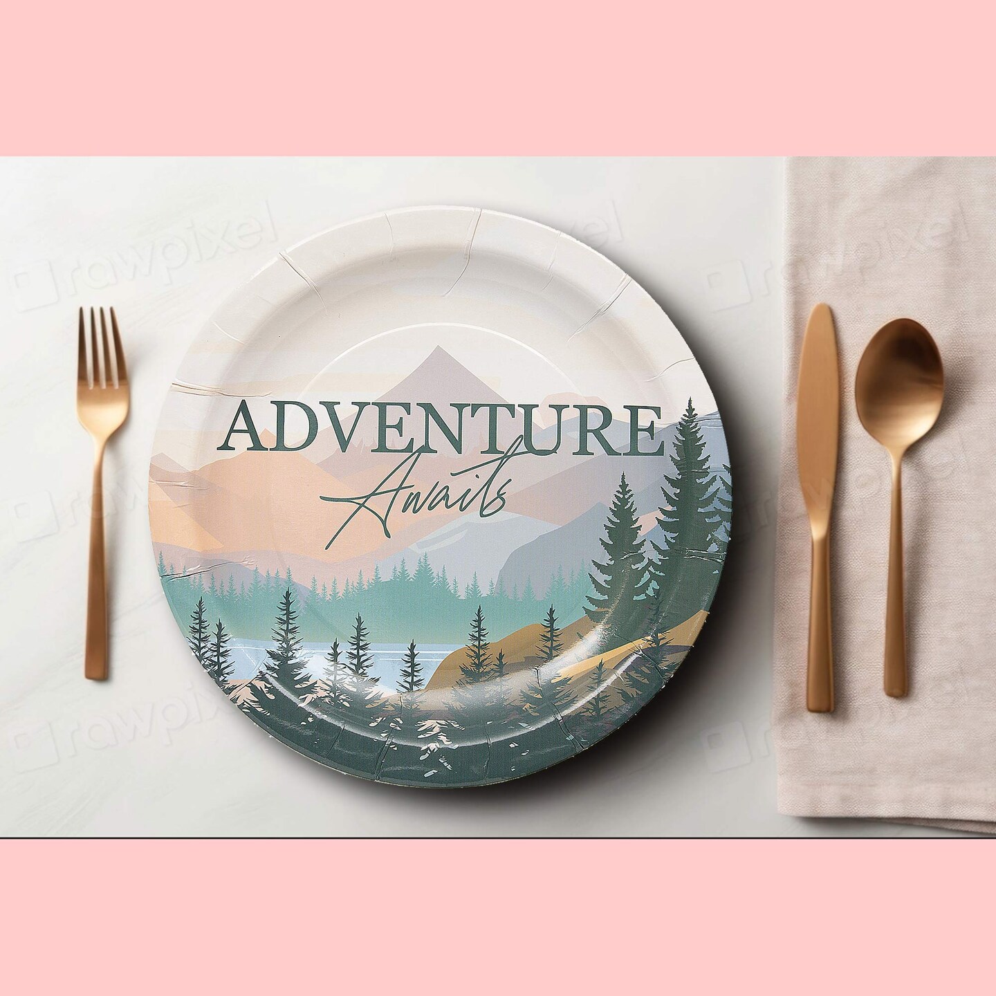 8 Count Adventure Awaits Alpine Mountain Paper Dinner Plates for Graduation and Party Events 9"