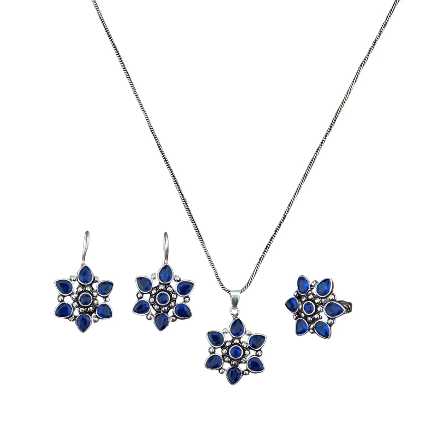 Women South Indian Stone Adjustable Pendant Jewelry Set ?? Traditional Ethnic Oxidized Bollywood Look Necklace Set
