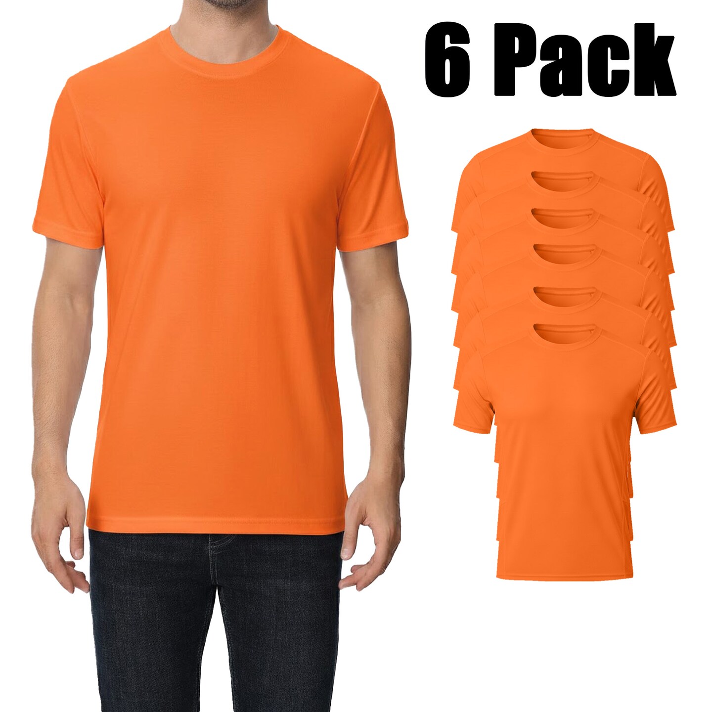 Zfeel Safety Neon Orange Dry Fit Tee, ZF910 – Customizable Workwear, 6 Pack