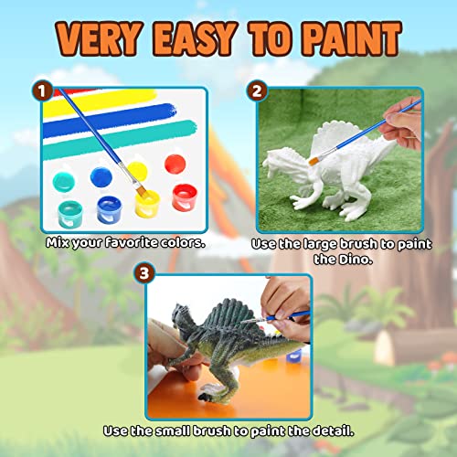 Dinosaur Painting Kit - Dinosaur Toys for Kids 3, 4, 5, 6, 7,8 9 Years Old, Christmas Gifts for Kids, Painting Set for Kids, Art Set for Kids with Painting Tools, Art Supplies, Toys for Boys
