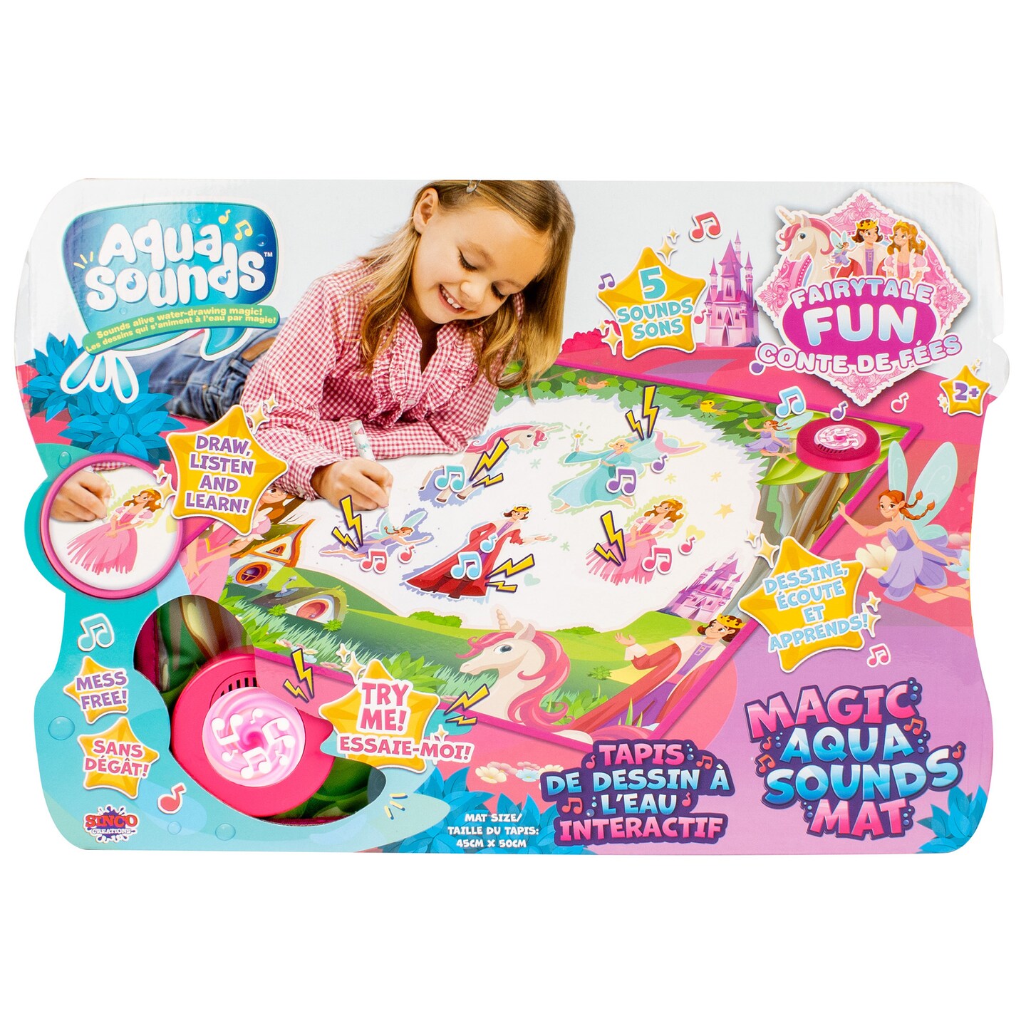 Aqua Sounds Magic Mat: Fairytale Fantasy - Water Drawing, Character &#x26; Scene Reveal, Makes Sounds While You Scribble, Chunky Water Pen, Kids Ages 2+