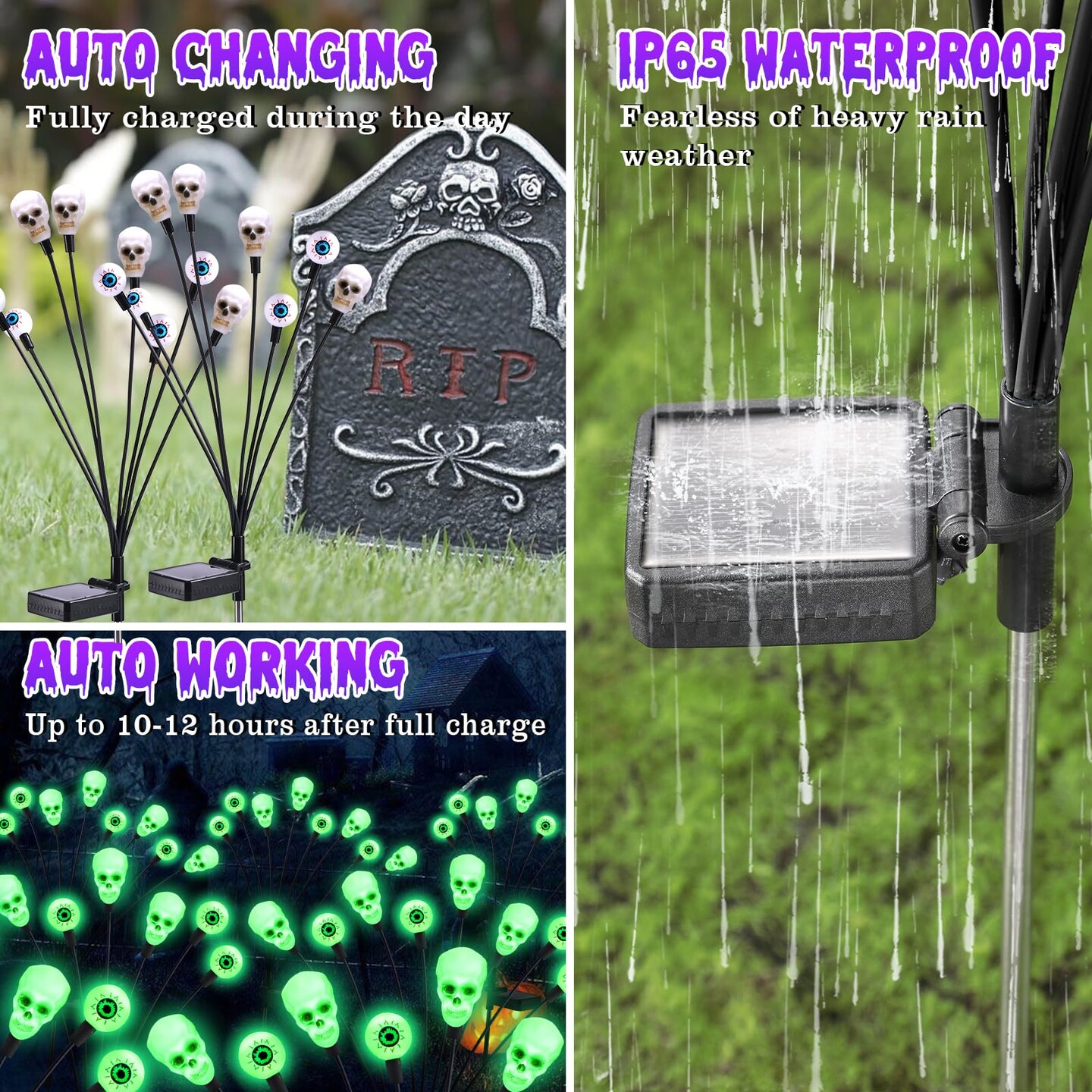 Solar Halloween Lights Outdoor,Halloween Decorations Outdoor, Scary Halloween Eyeball Lights,2PACKS 16LED,IP65 Waterproof,Halloween Decor for Garden/Yard/Patio/Lawn/Pathway(Green)