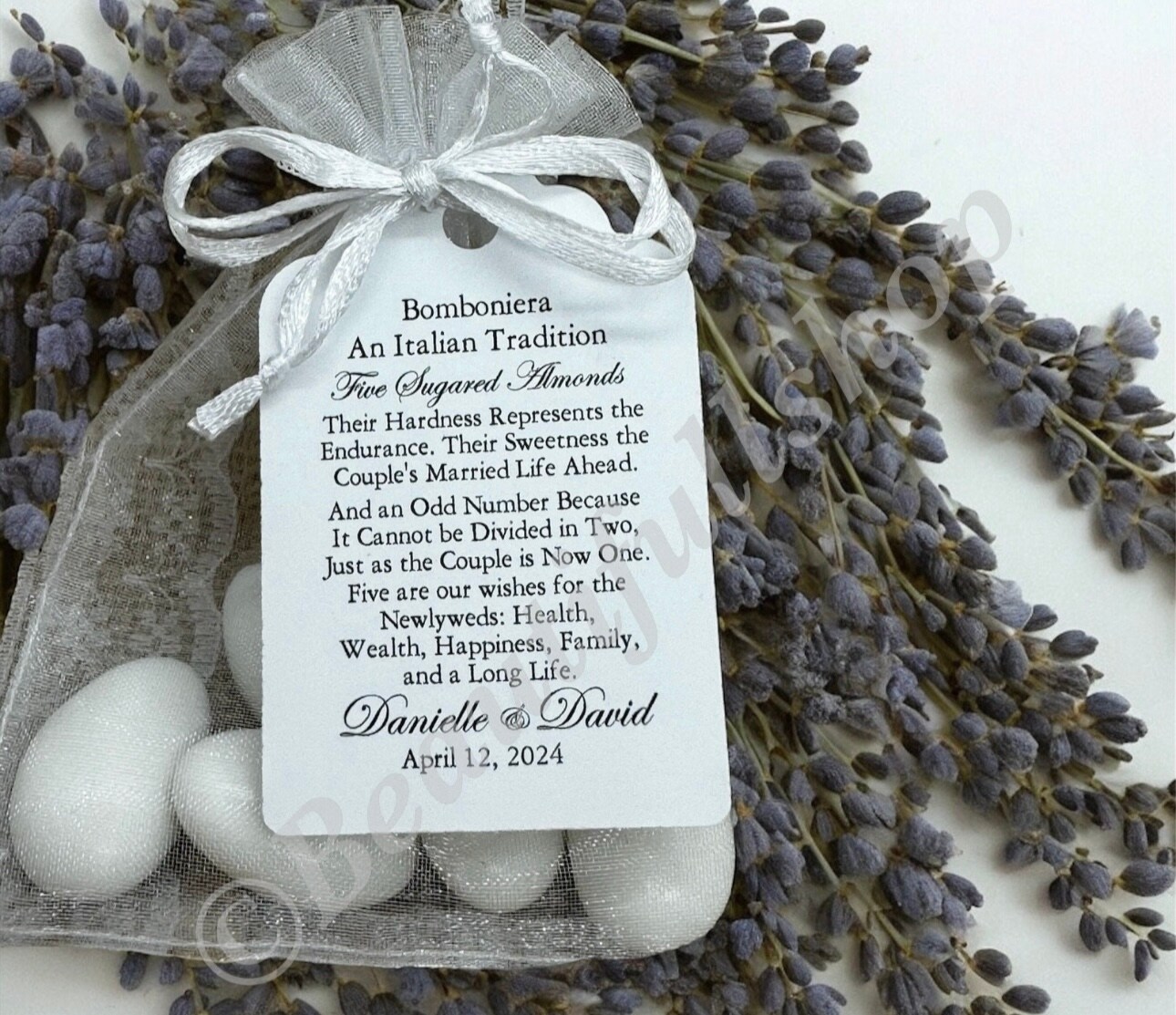 Jordan Almond Favor TAGS, Wedding favor tags, Thank You tags, koufeta tags, Gift tags, Gold Favor Tags, Italian tradition, Bomboniera t product 7