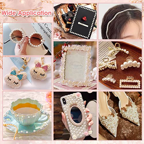 1980 Pieces Self Adhesive Pearl Stickers, Shynek Pearls Sticker Gems for Hair, Face, Makeup, Eye, Nail, Crafts, Assorted Sizes