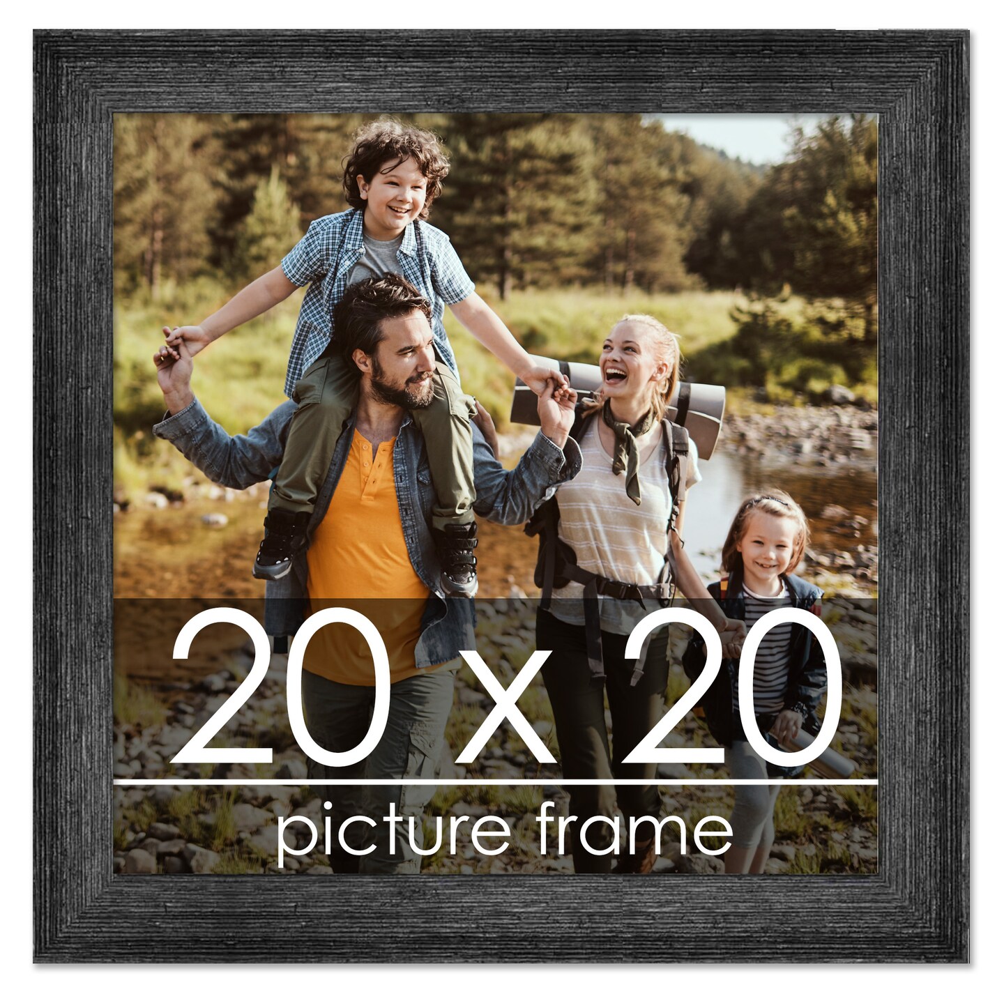 20x20 Wide Barnwood Picture Frame with UV-Resistant Acrylic &#x26; Acid Free Backing, Available in 6 Paint Finishes - Grey, Brown, White, and Black