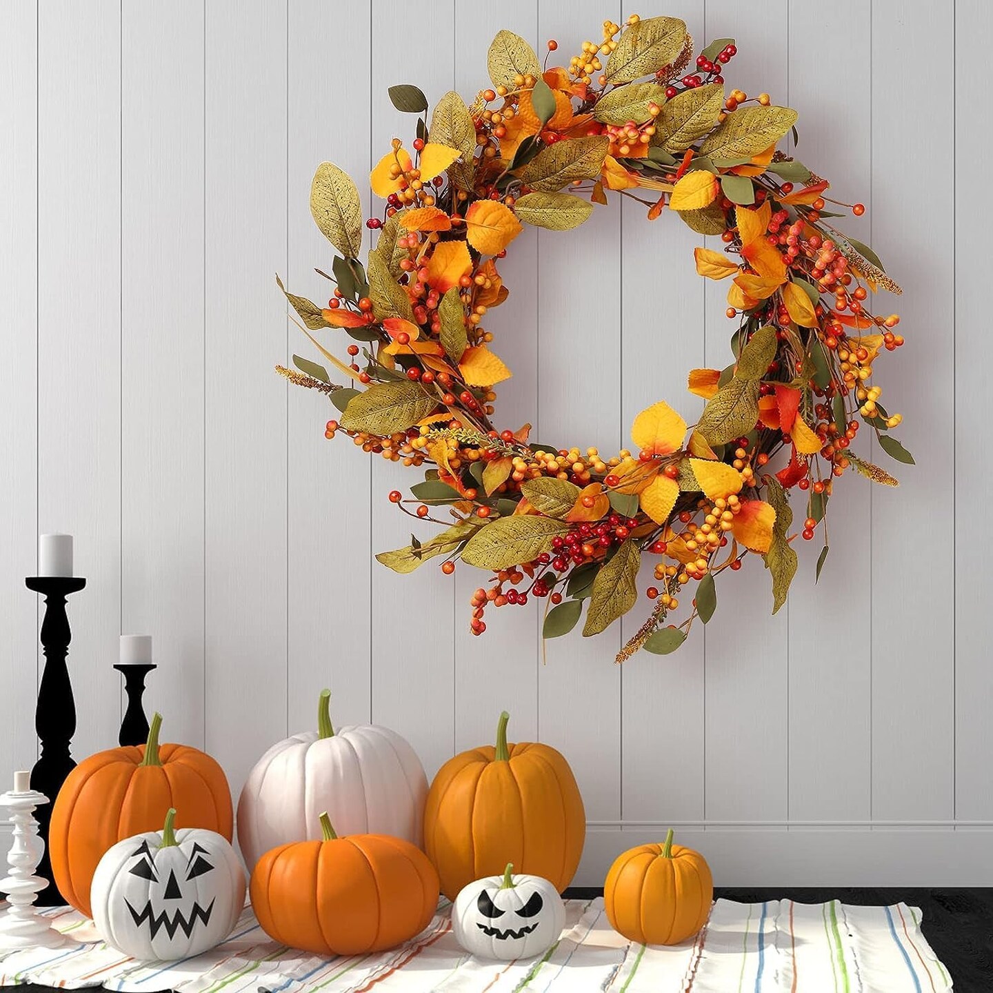 Fall Decor Autumn Wreath for Thanksgiving Day, Fall Porch Decor, Fall Wreaths for Home Decoraction (Fall Wreath)