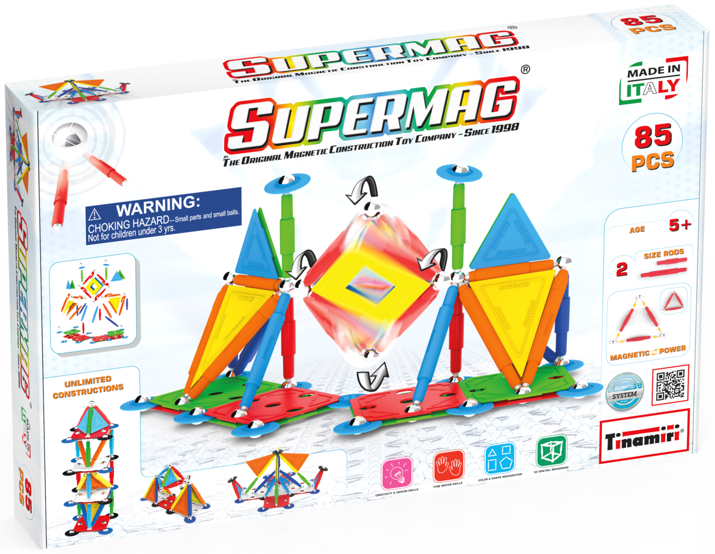 Tinamiri Supermag - Multicolor 85 - Magnetic Building Set, Educational construction fun, 85 piece set, Magnet Toys, 0658