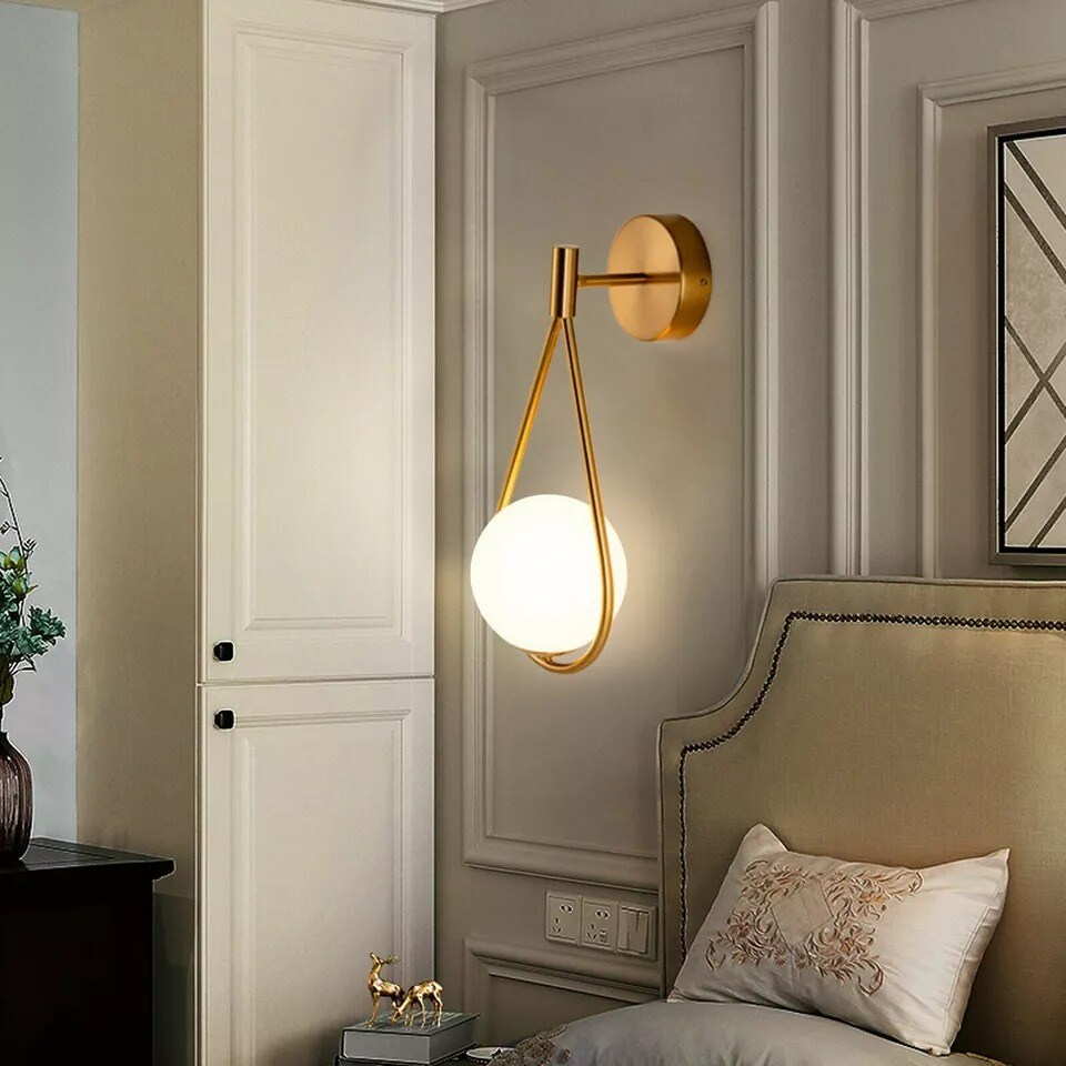 Modern Glass Ball Wall Lamp Wall Sconce Light Fixture Gold For Bathroom/Bedroom