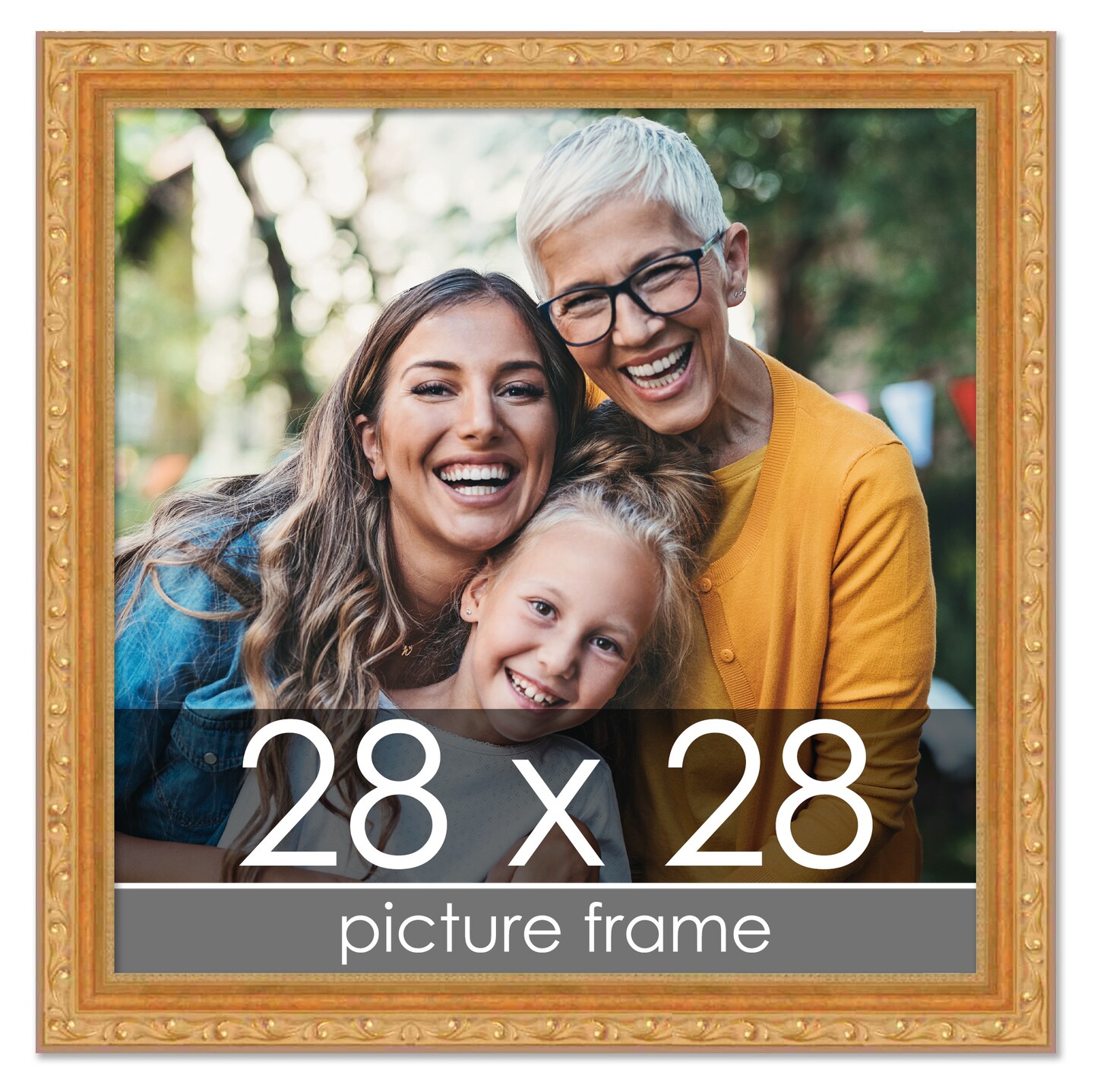 28x28 Museum-Quality Picture Frame with UV-Resistant Acrylic & Acid-Free Backing, Available in 4 Finishes - Gold, Silver, Bronze, and Black