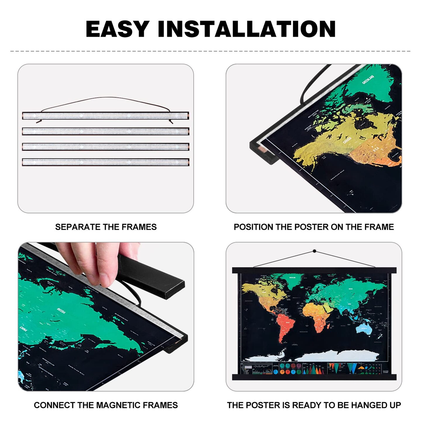 16x20 Poster Frame, 16x24 Magnetic Poster Hanger Wood Frame Frames for Photo Picture Canvas Artwork Wall Hanging (16&#x22;, Black)