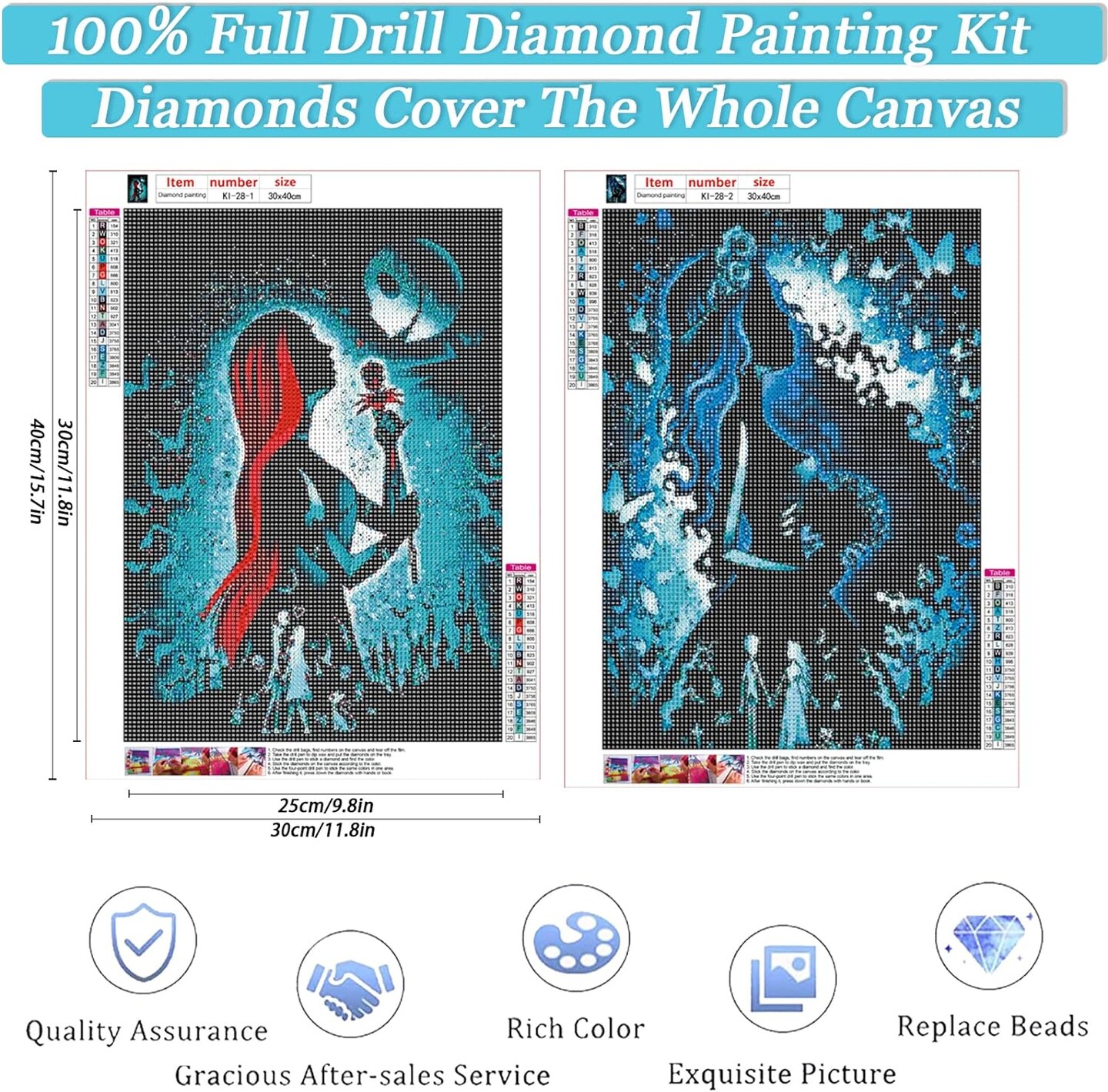 5D Halloween Diamond Painting Kits for Adults-Nightmare Before Christmas Jack and Sally Diamond Painting Diamond Art