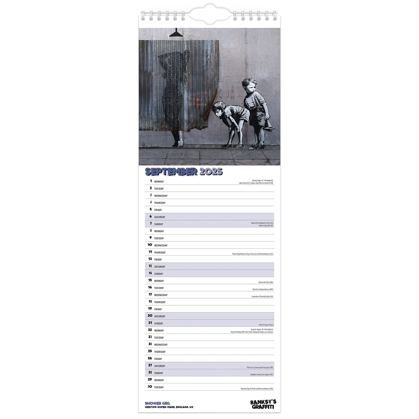 Banksy&#x27;s Graffiti OFFICIAL | 2025 5.7 x 16.5 Inch Monthly Slimline Wall Calendar | BrownTrout | Drawings Street Art Design