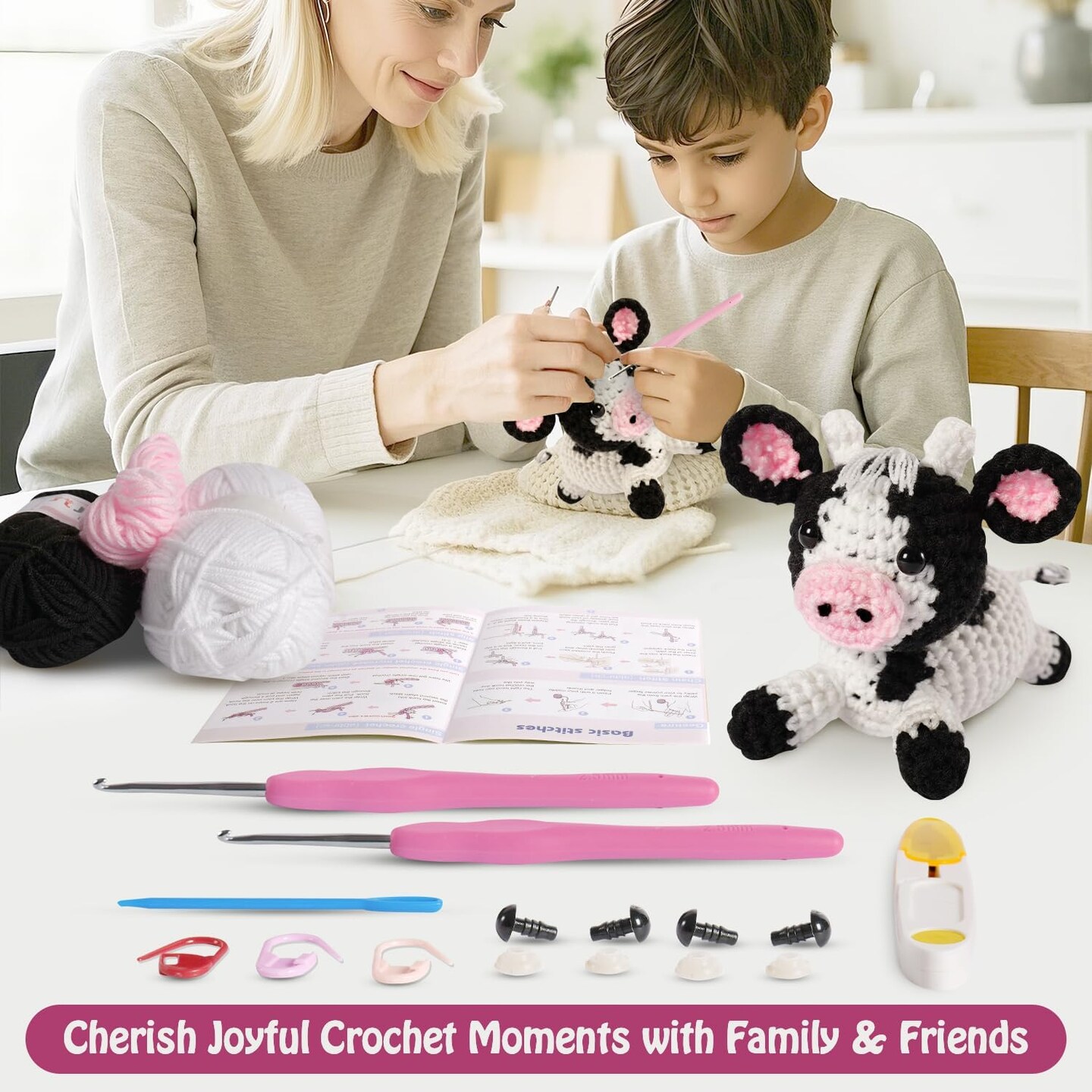 Highland Cow Crochet Kit for Beginners&#x26;Adults-2 Pack Amigurumi Cow Dolls with Video Tutorial