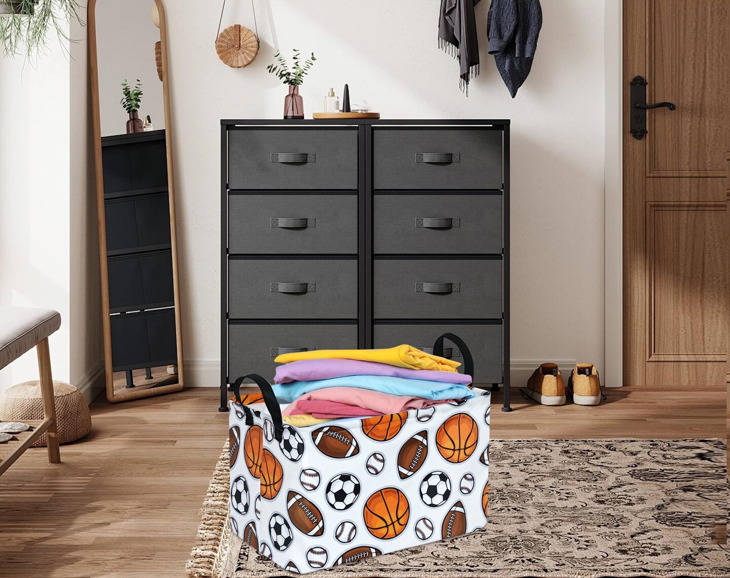 Rectangle Boys and Girls Storage Basket Storage Bin Baby Laundry Basket Laundry Hamper Storage Basket Fabric Organization Basket Toy Box Nursery Hamper for Clothes Toys Gift Basket With Handle