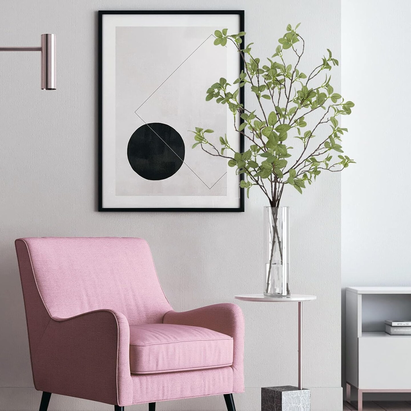 2 pcs Artificial Greenery Stems, 41.3’’ Tall Fake Plants Branches Faux Greenery Ficus Twig Leaf for Home Garden Shop Office Desk Decoration 1"D x 20"W x 41.3"H