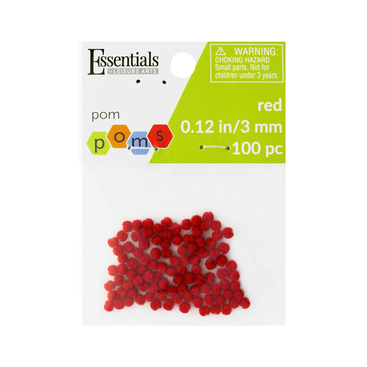 Essentials by Leisure Arts  Pom Poms - Red - 3mm - 100 piece pom poms arts and crafts - red pompoms for crafts - craft pom poms - puff balls for crafts