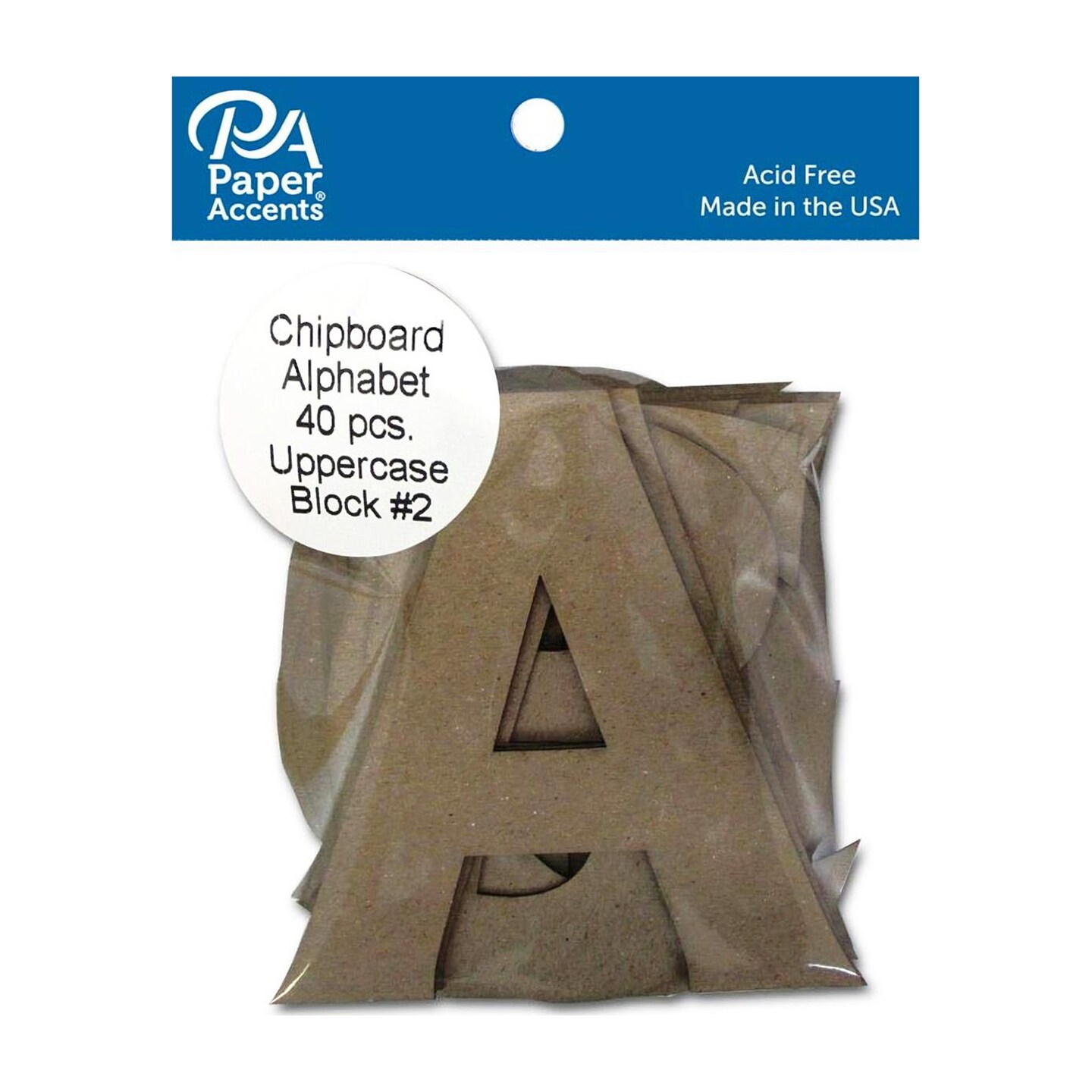 Paper Accents Chipboard Alphabet Shapes, 4" Block #2 Uppercase Letters, 40pc – Kraft Color, 100% Recycled, DIY Crafts, Painting, Scrapbooking, Embellishments