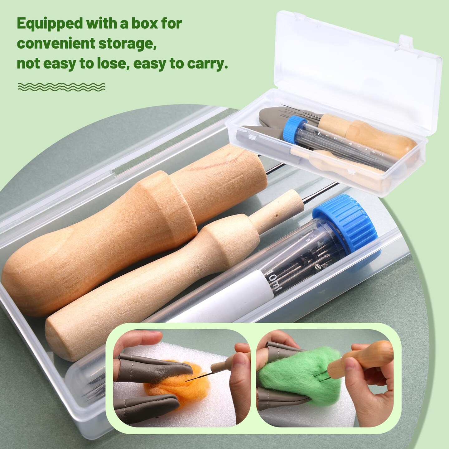 Wool Felting Needle Tool Kit With S/M/L Needles – Brown Roving, Alpaca/Cashmere Blend