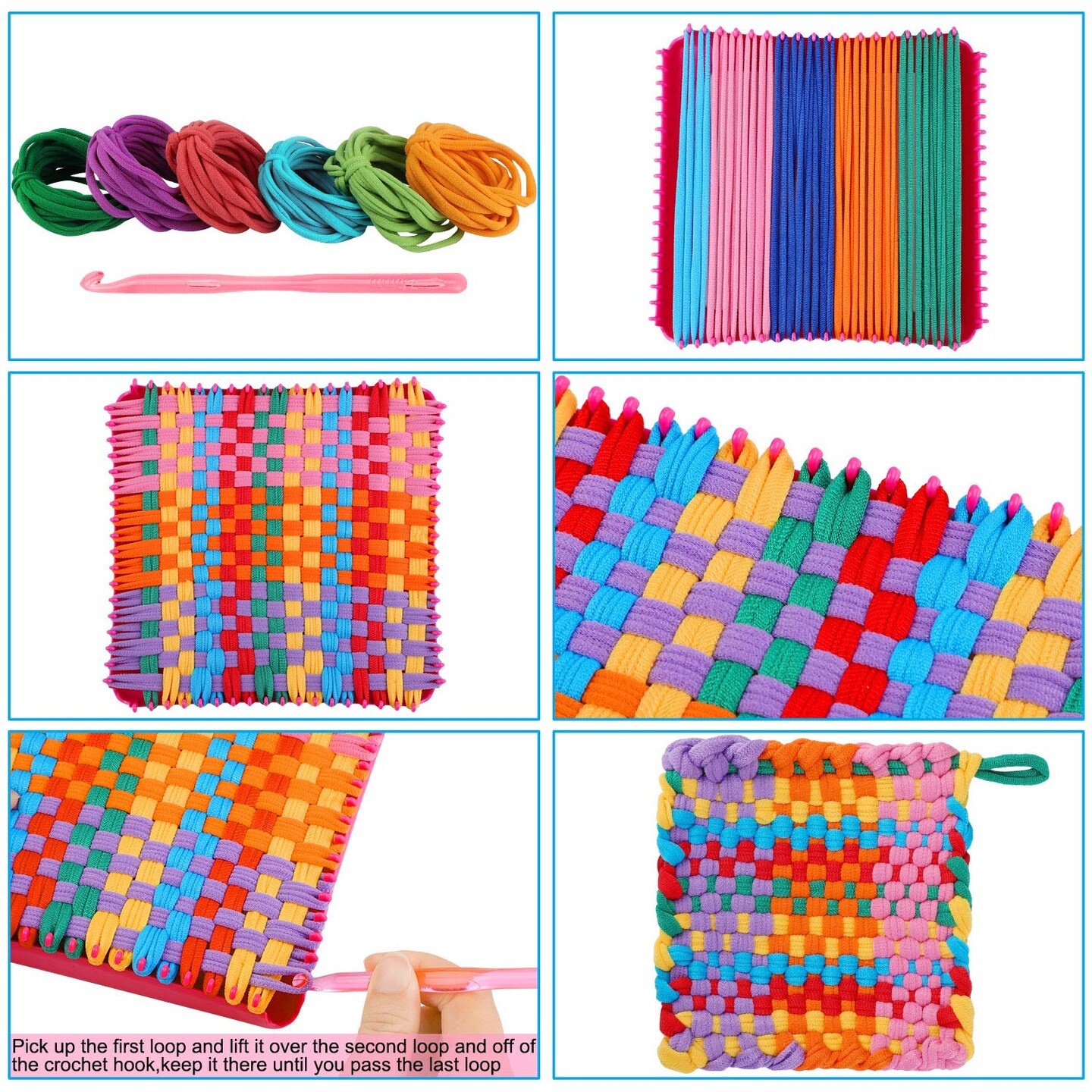 288 Pieces Loom Weaving Craft Loops Refill Elastic Potholder Loops with Multiple Colors for DIY Crafts Supplies, Compatible with 7 Inch Weaving Loom