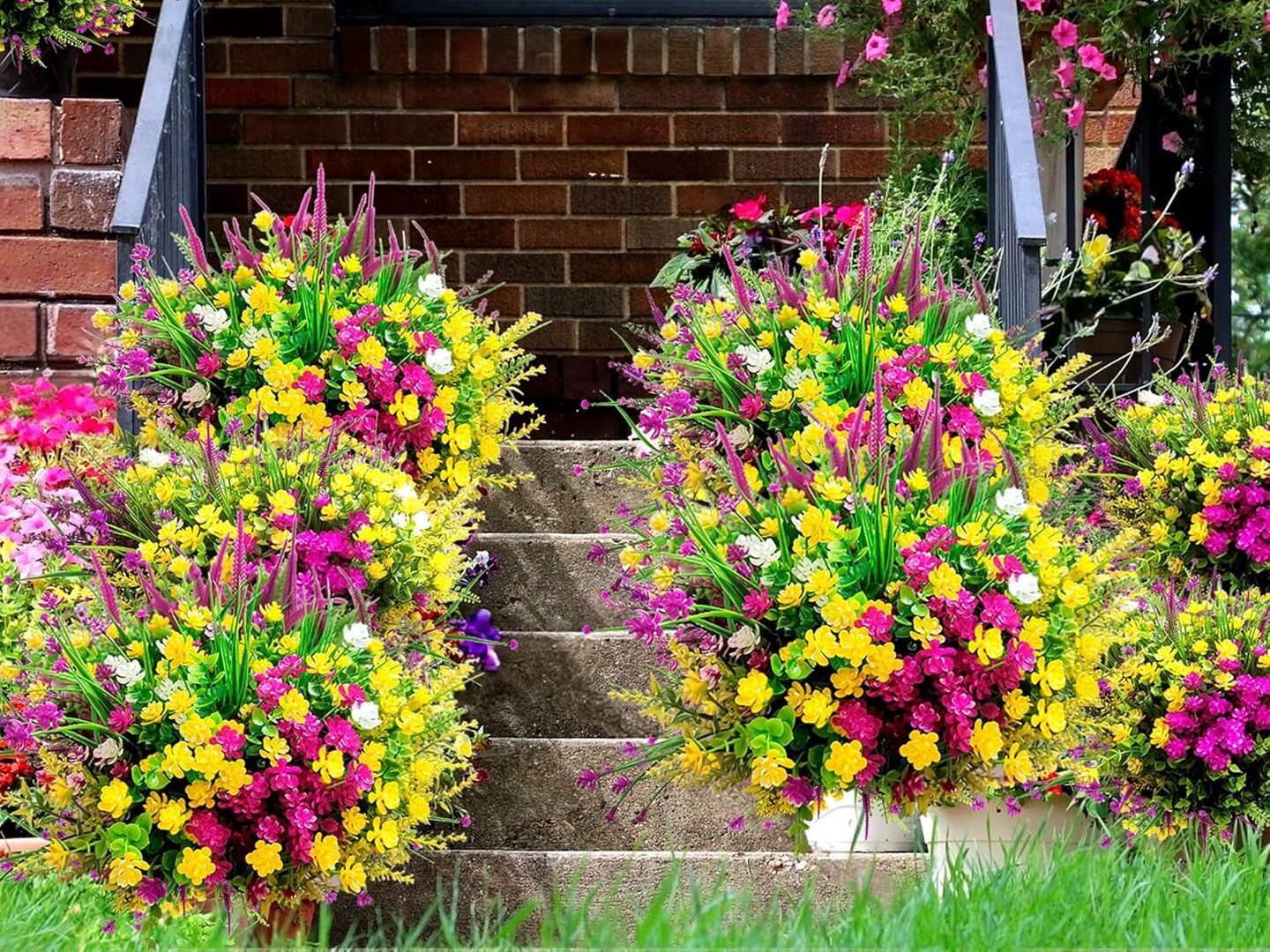 20-Pack Artificial Flowers for Outdoors – UV-Resistant Fake Plants for Porch, Garden, Window Boxes, Yard, and Spring/Summer Home Décor, Realistic Colorful Faux Flowers