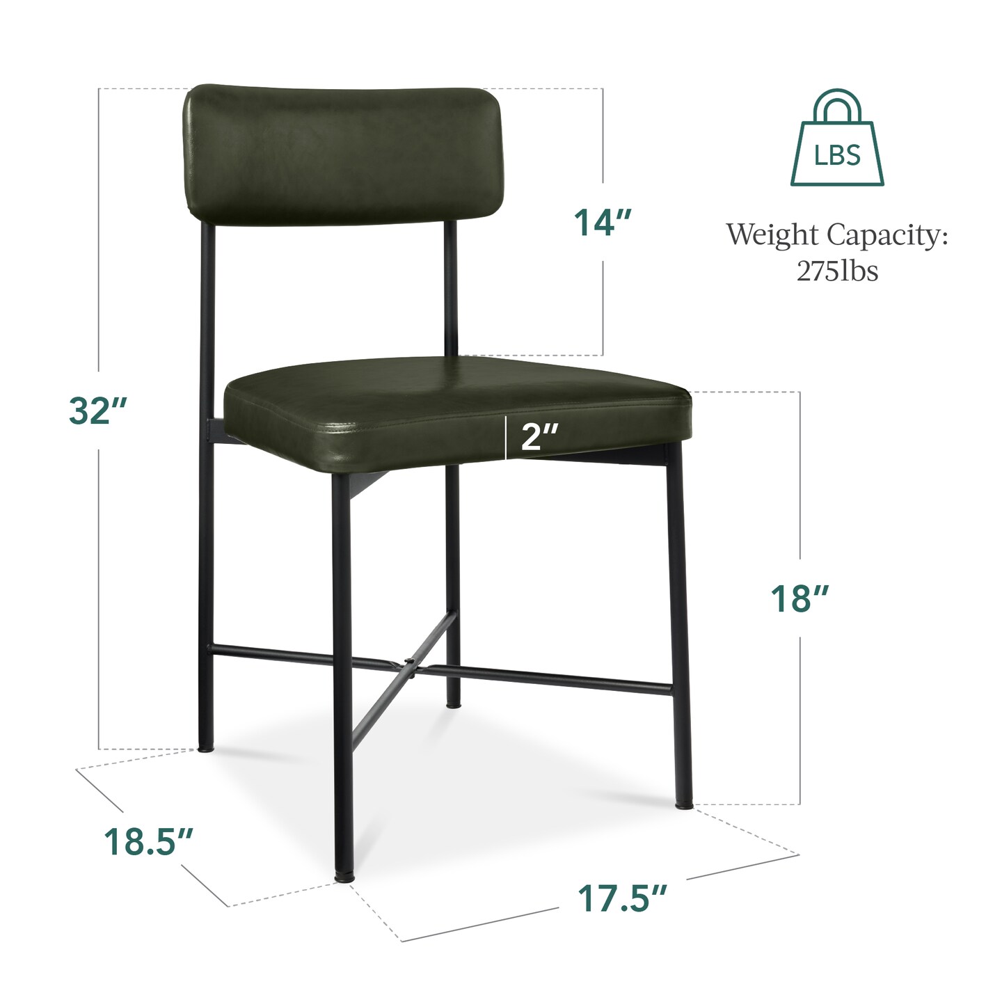 Best Choice Products Faux Leather Dining Chair Set of 2, Standard Height w/ Metal Frame