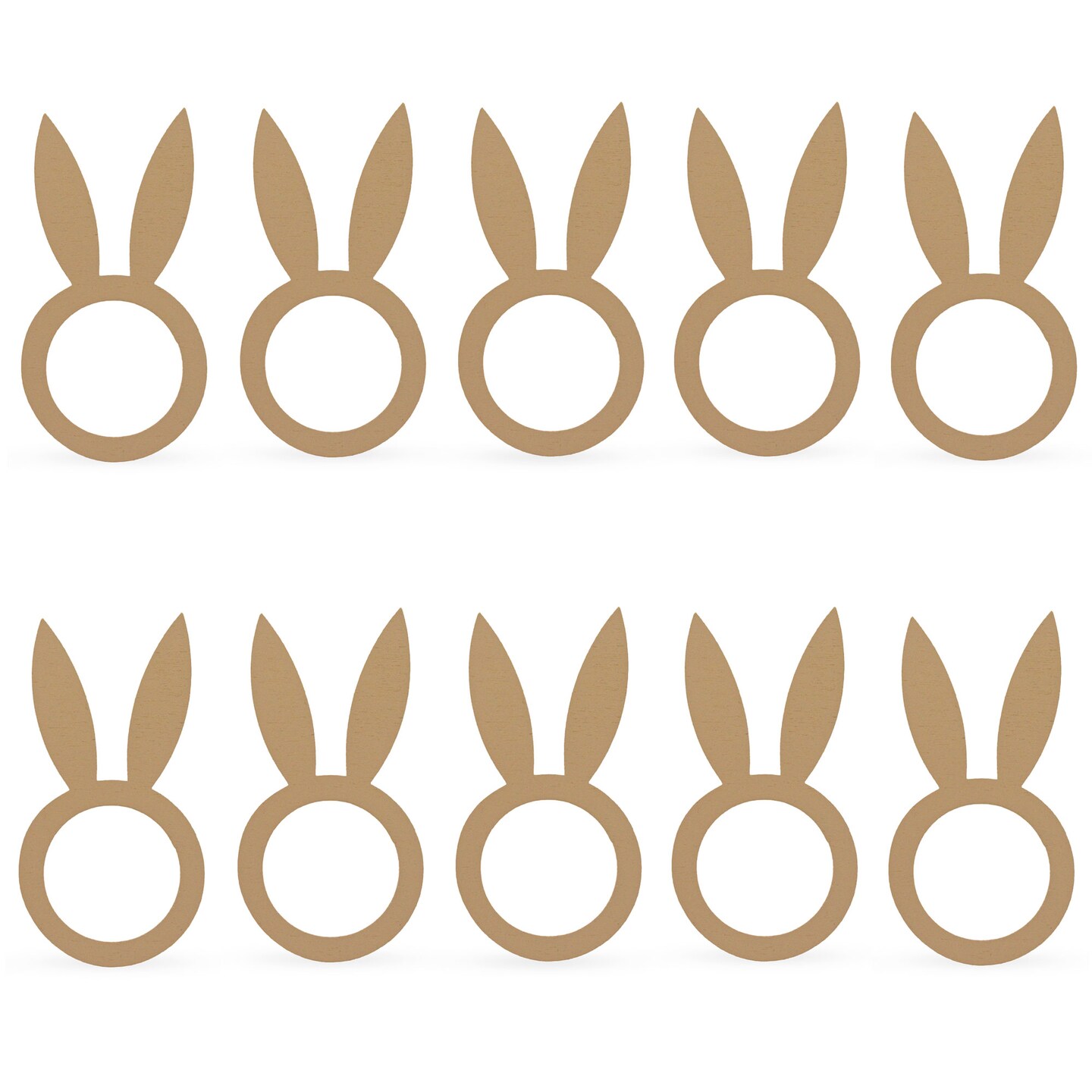 Set of 10 Easter Rabbit Wooden Napkin Rings Unfinished Wooden Bunny Shape Craft